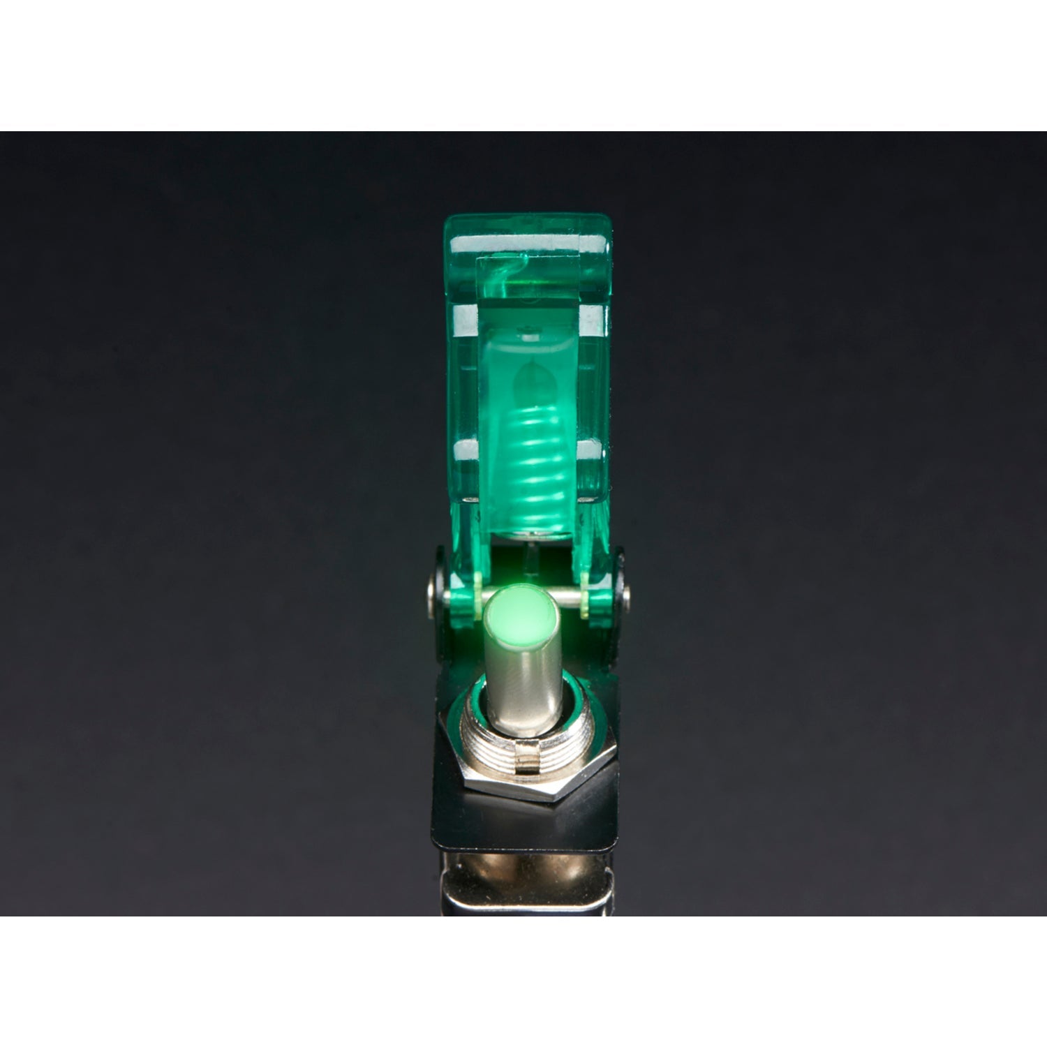 Green Illuminated Toggle Switch with Protective Cover for Various Applications