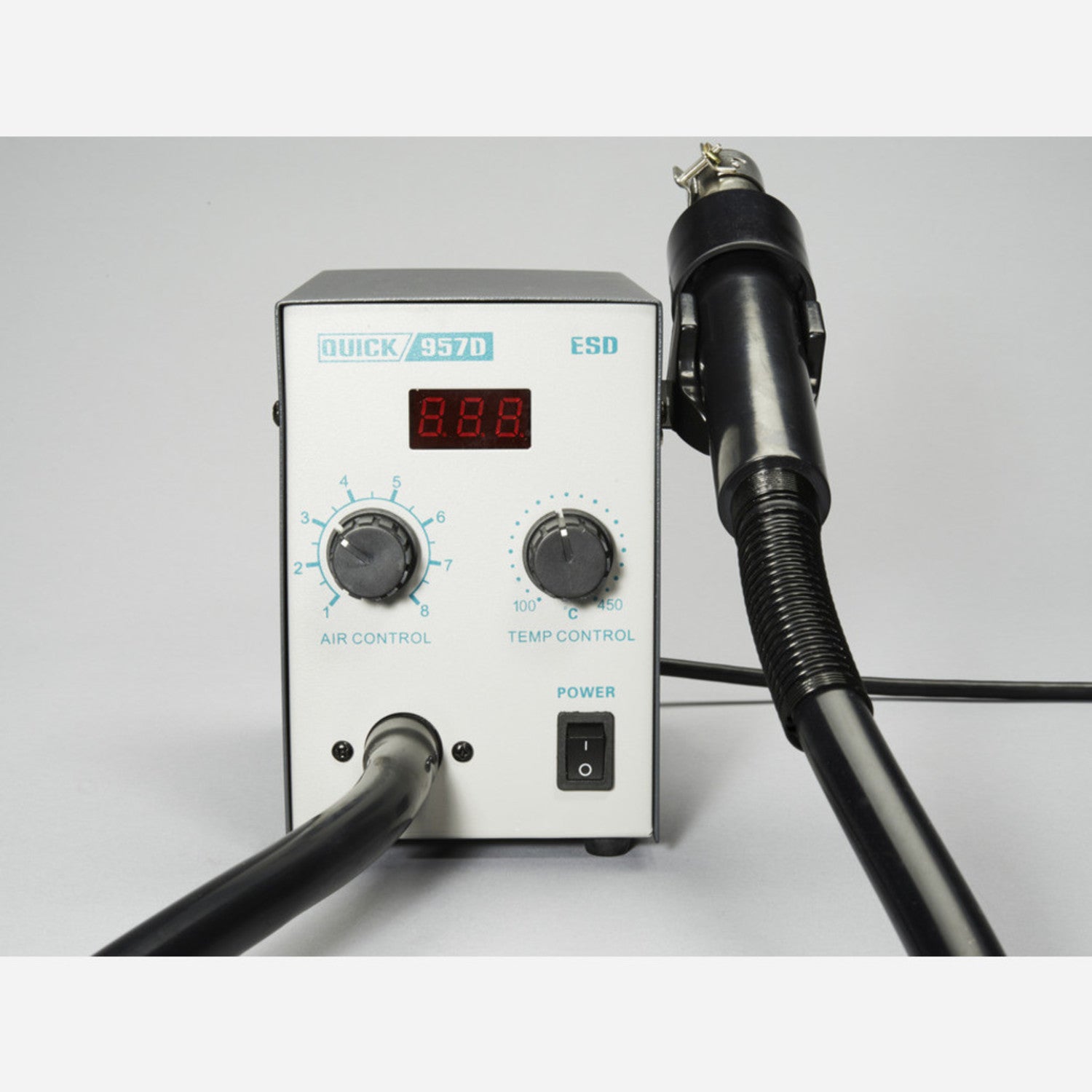 Quick 957D Professional Hot Air Soldering Rework Station with Three Different-Sized Nozzles