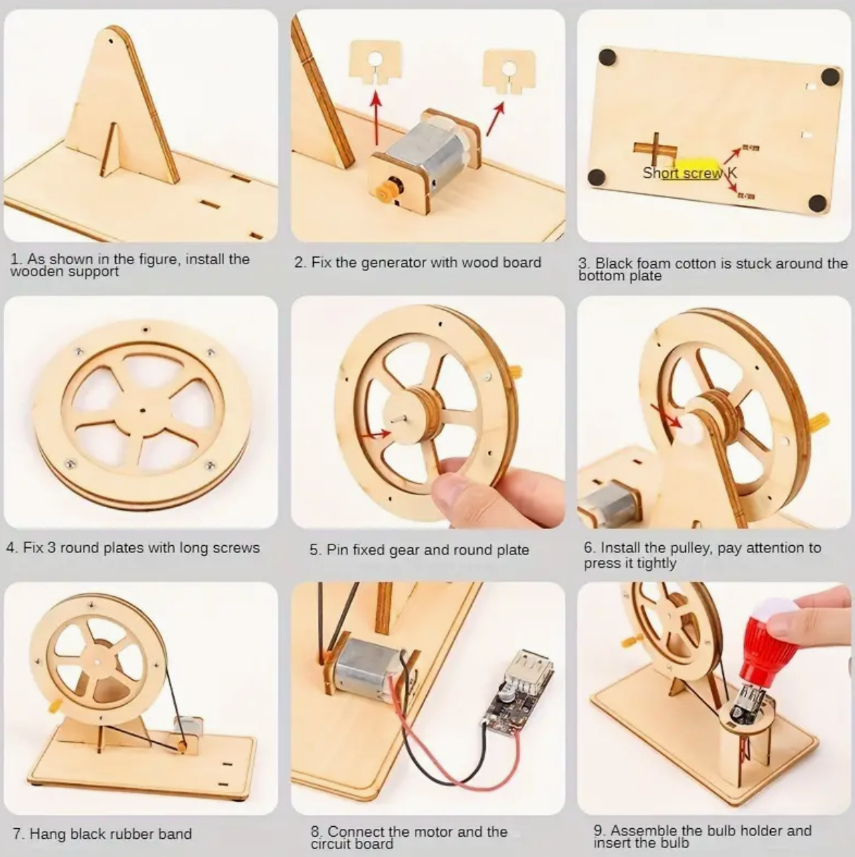 Do - It - Yourself Science and Technology STEM Hand Generator Kit for Young Learners