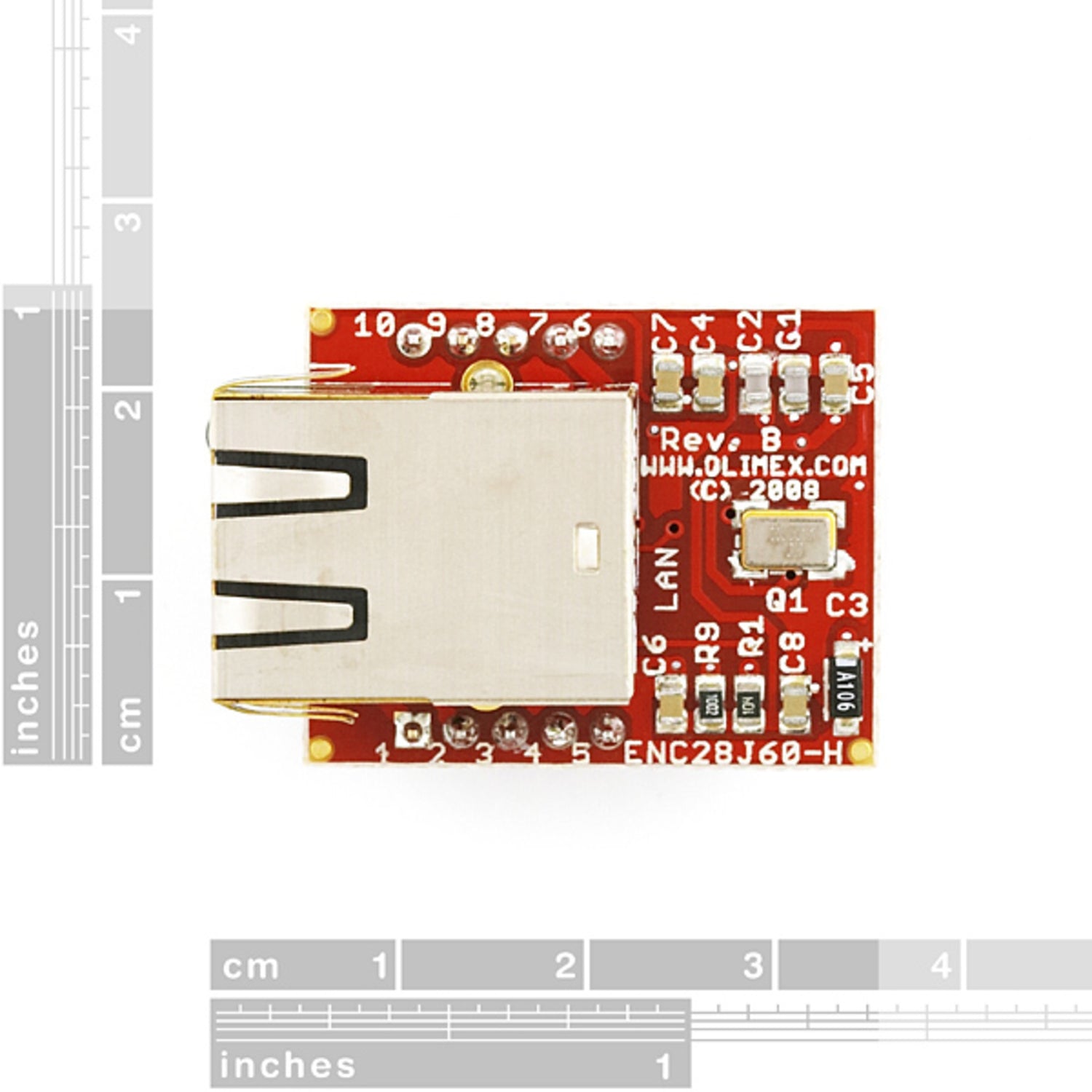 ENC28J60 Ethernet Interface Breakout Board with 8KB Buffer