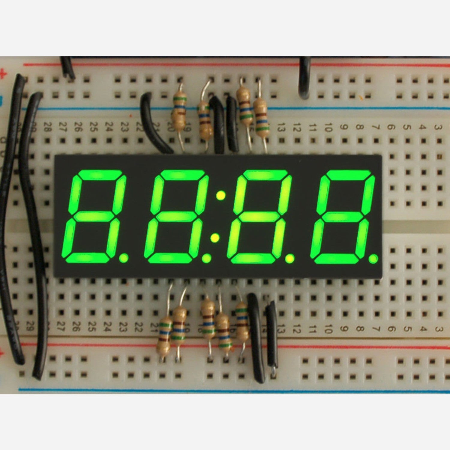 Bright Green 4-Digit 0.56-Inch Height 7-Segment Clock Display