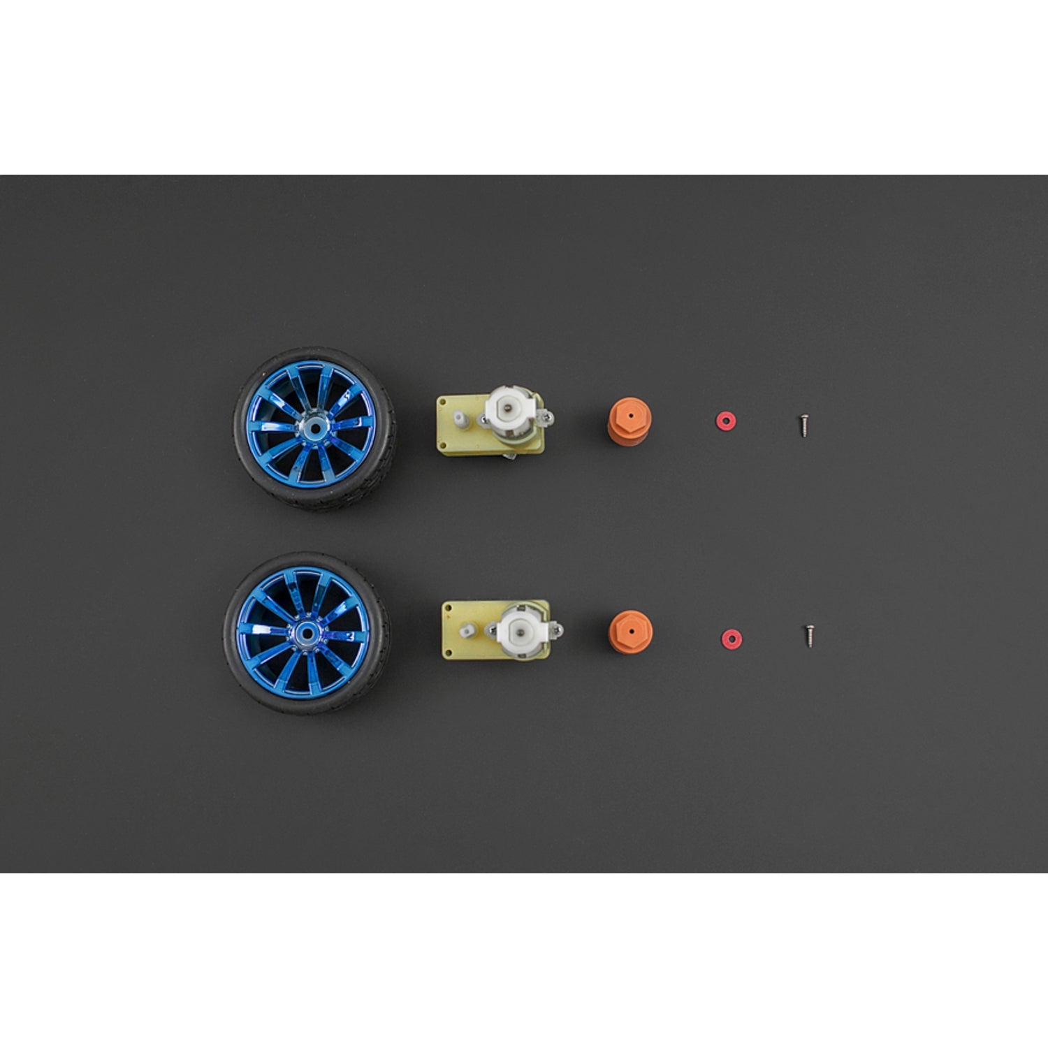 Blue D65mm Rubber Wheel Set with Motors and Adapters