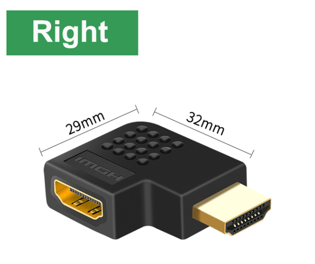 Highly Compatible HDMI Male to Female Right Angle Adapter with 90 Degree Bend for Tight Spaces