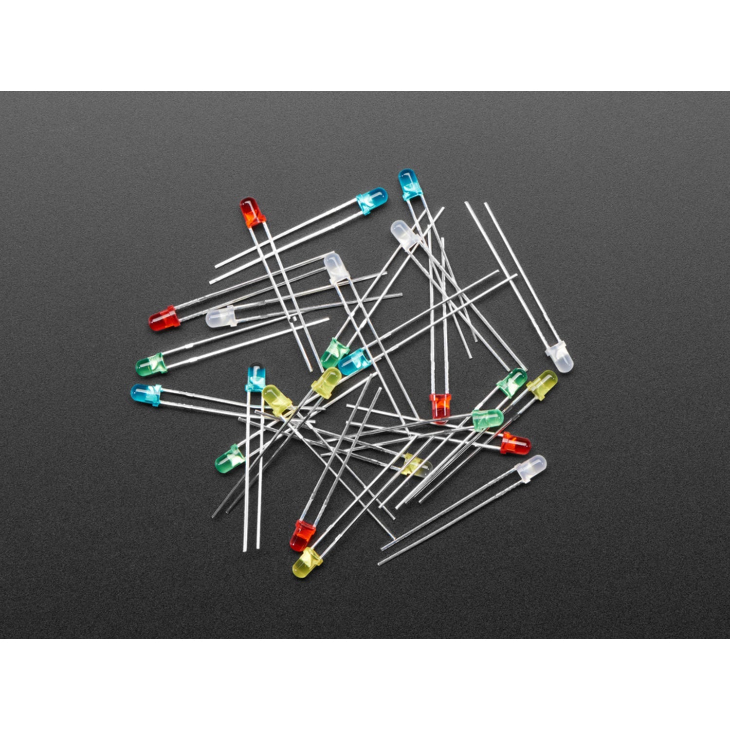 25-Piece Pack of 3mm Diffused LEDs with 5 LEDs in Each of 5 Distinct Colors for Electronics Projects