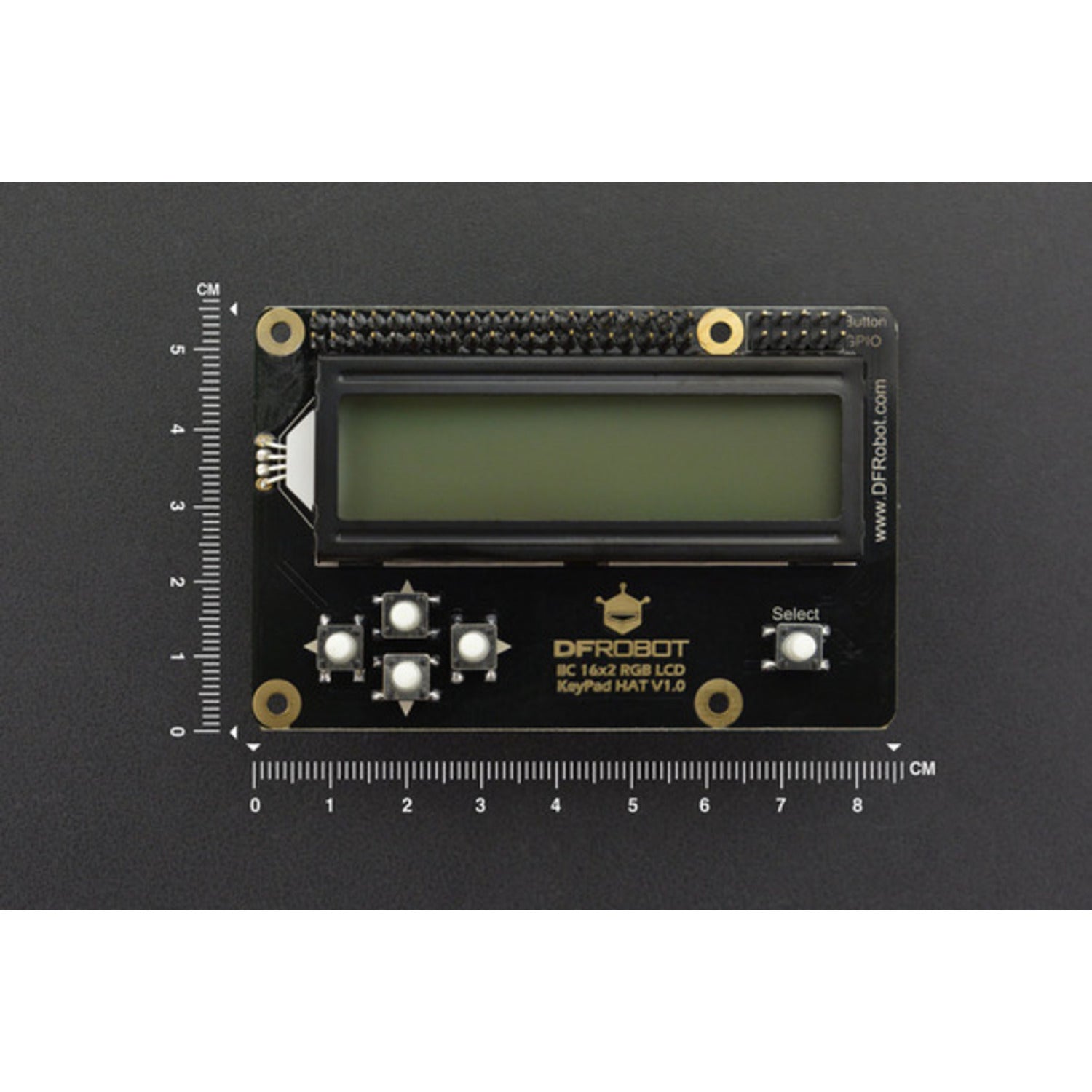 16x2 RGB LCD Keypad HAT with RGB Backlight Compatible with Raspberry Pi 3B+/4B