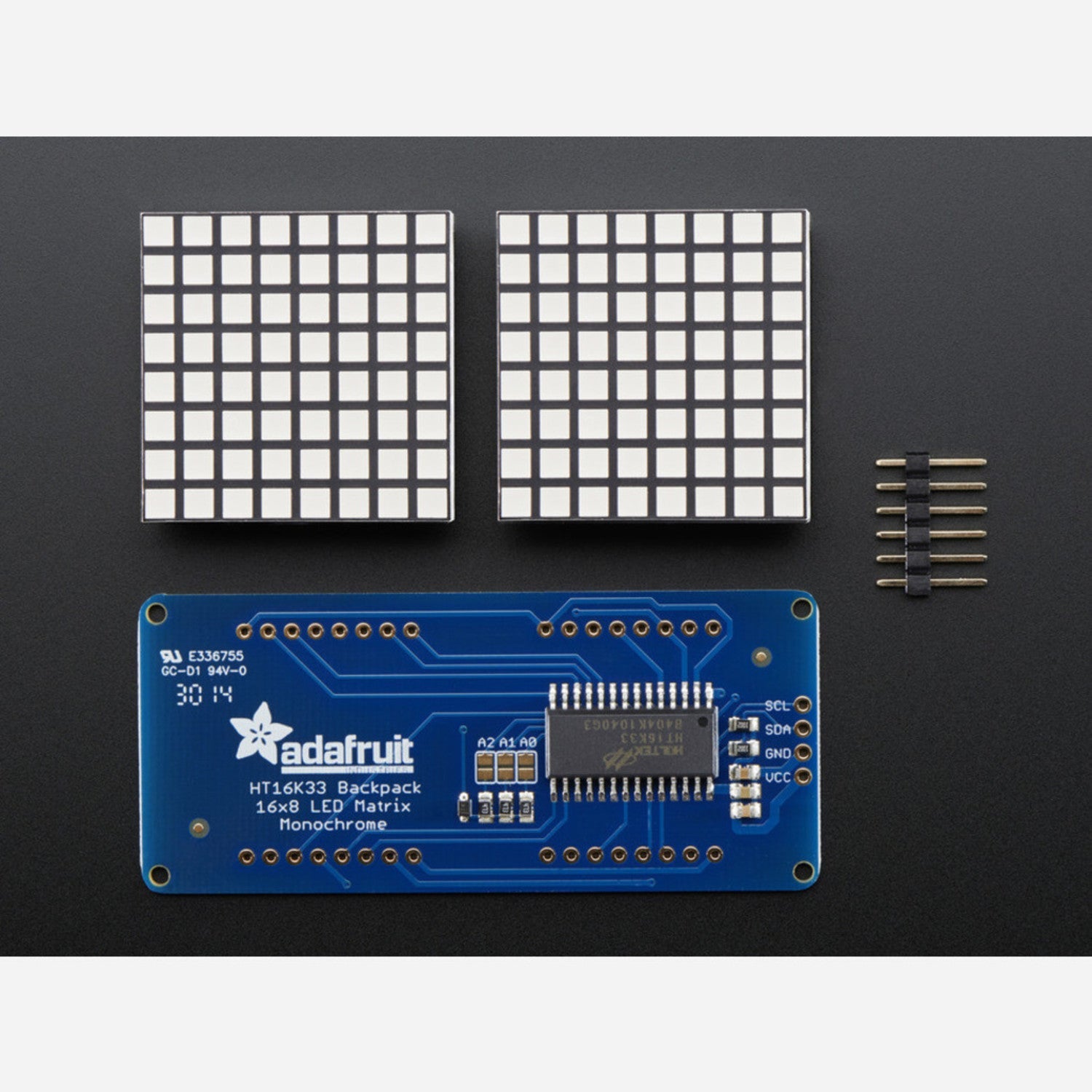 Ultra Bright Square Yellow 1.2-inch 16x8 LED Matrix with Backpack - Ideal for Display Projects