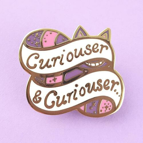 Limited Edition Colorful Gold - Backed Curiouser & Curiouser Lapel Pin
