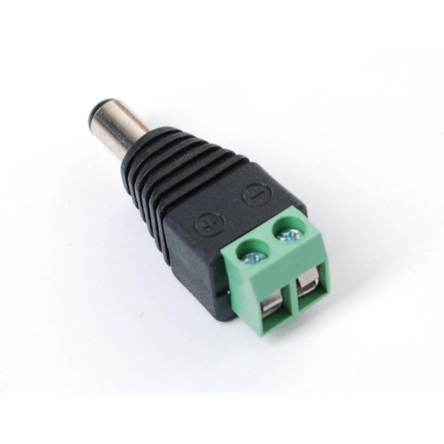 Male 2.1mm DC Plug to Screw Terminal Block Adapter - Electrical Connection Component
