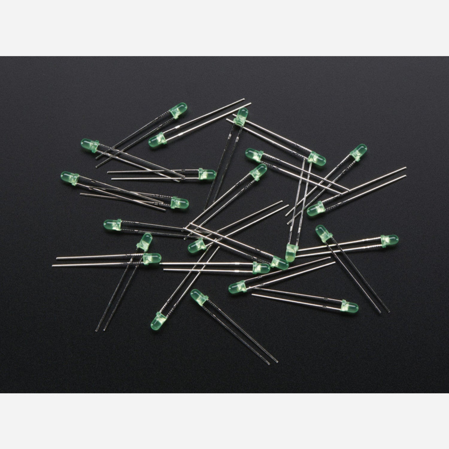 25-Piece Pack of 3mm Diffused Bright Green LEDs for Daytime Visibility