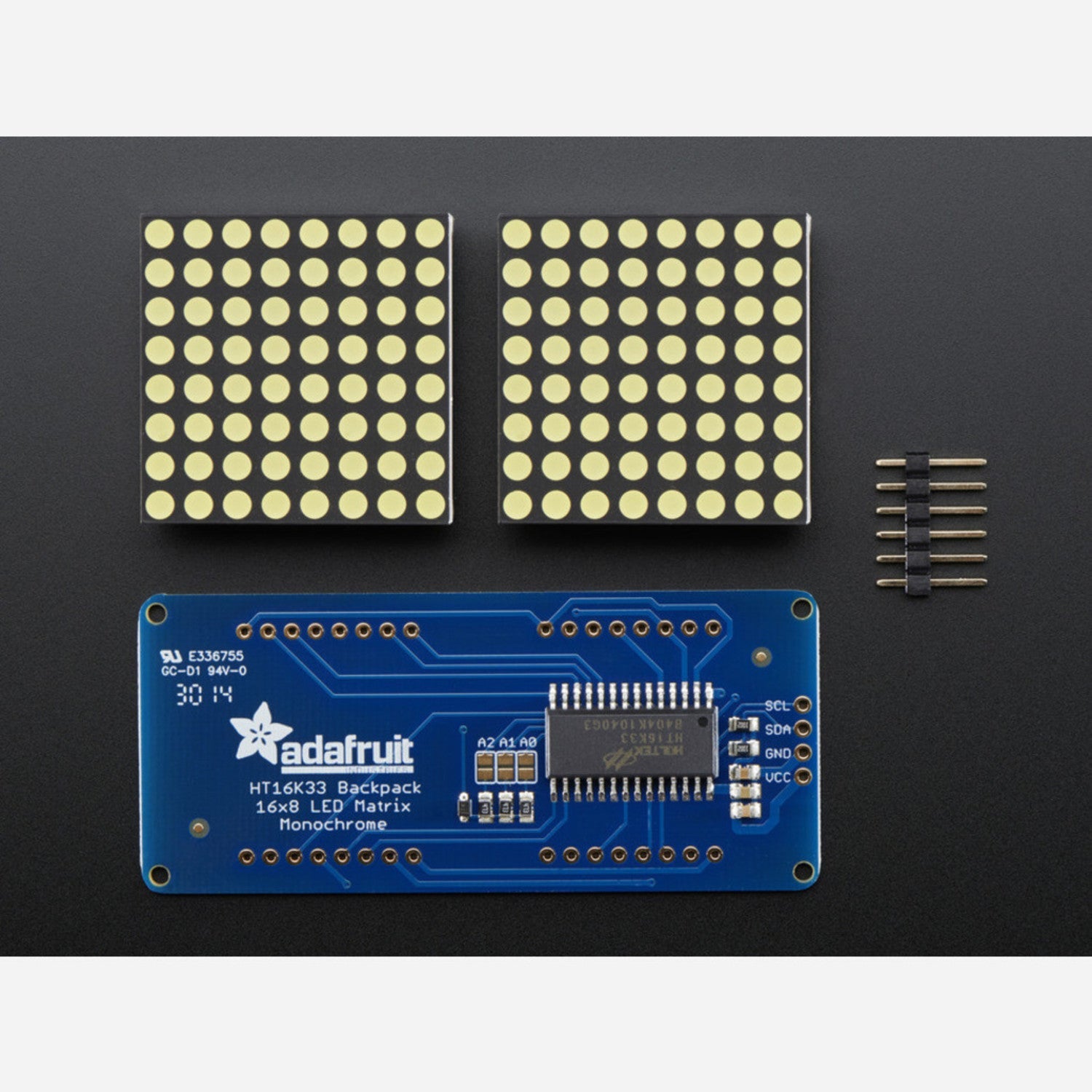 Ultra Bright 1.2-Inch Round White LED 16x8 LED Matrix with Backpack - Ideal for Display Projects