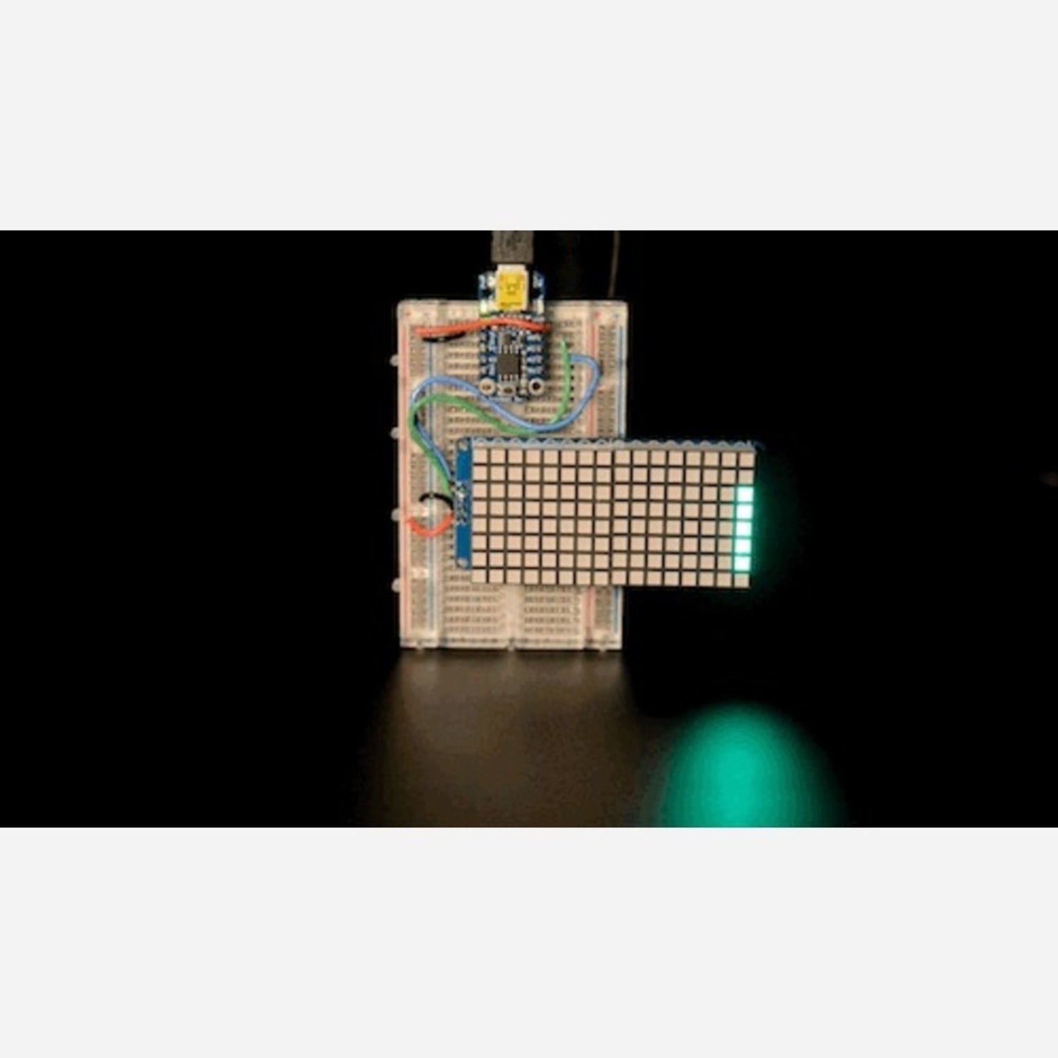 Ultra Bright 1.2" 16x8 LED Matrix with Backpack - Square Green LEDs