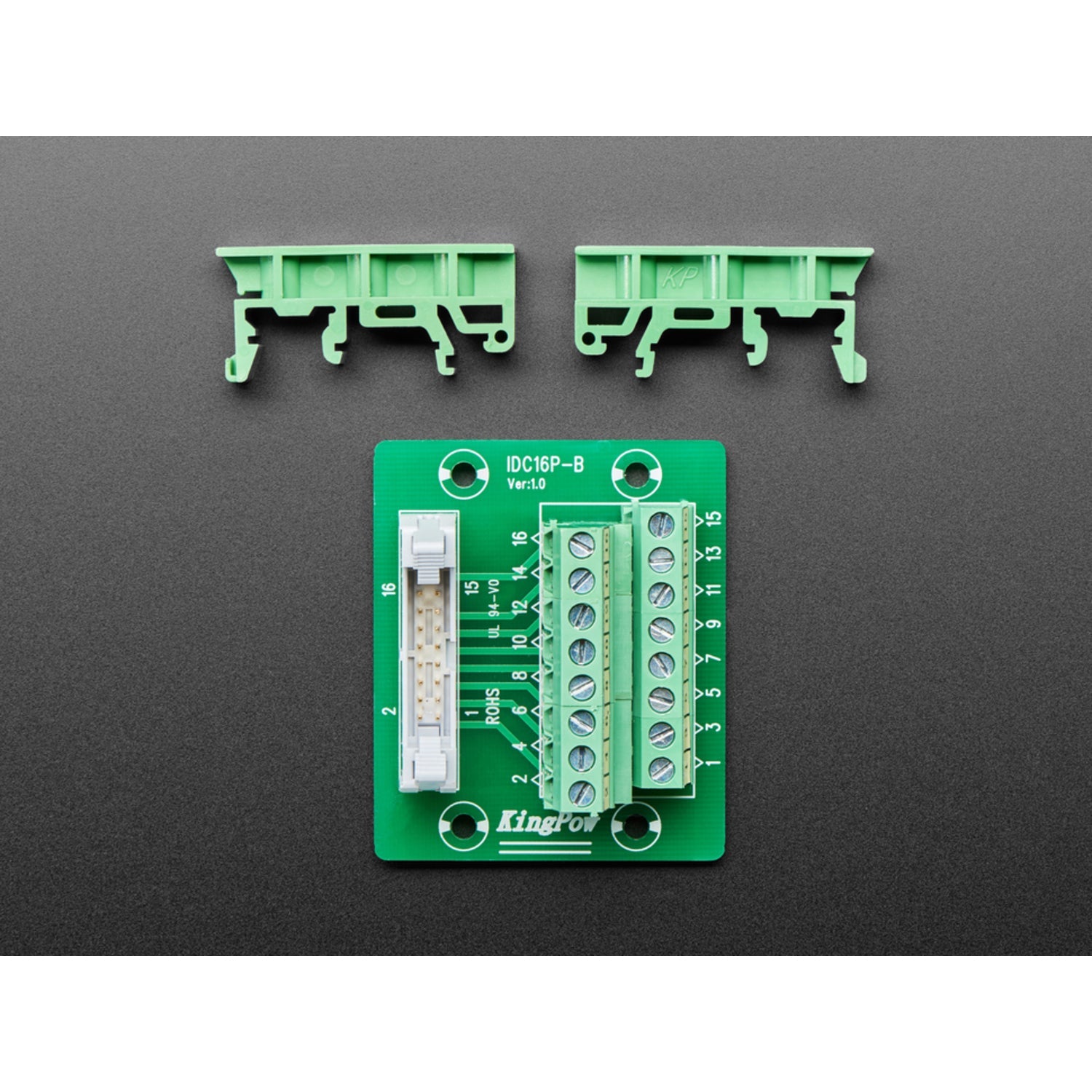 DIN Rail Mountable 2x8 IDC Connector to Terminal Block Breakout Adapter for Simplifying Wiring