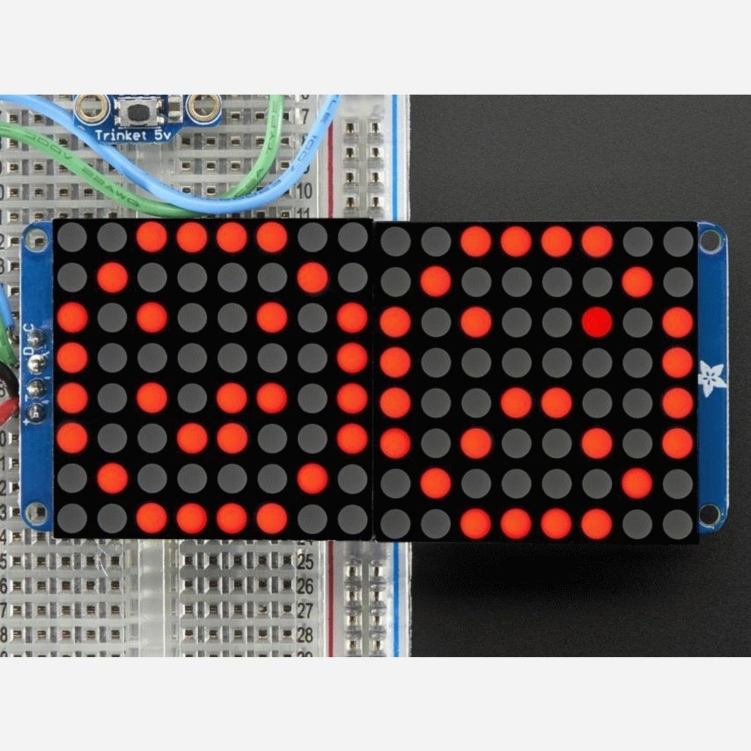 16x8 1.2-inch LED Matrices with Backpack and Round LEDs in a Variety of Colors for Display Projects