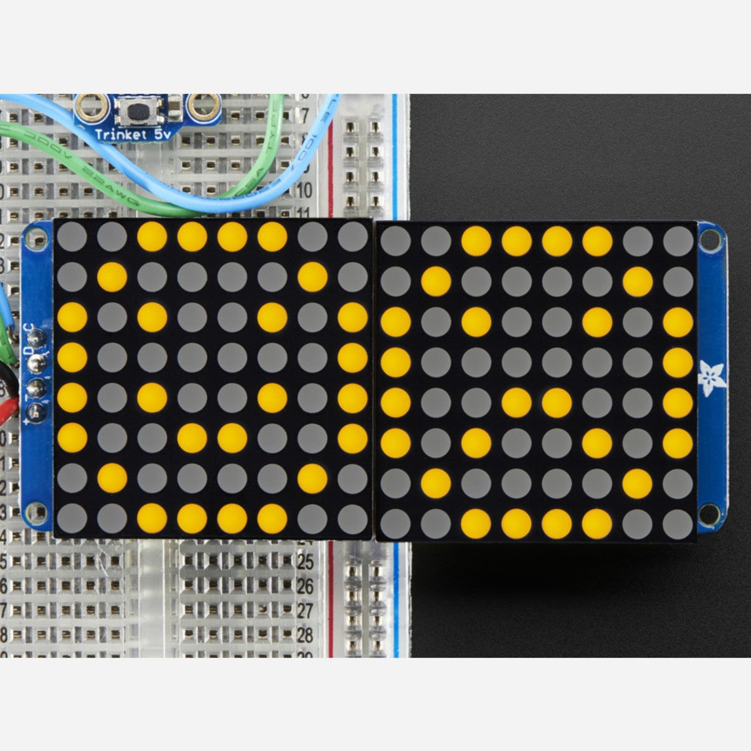 Ultra Bright 1.2-Inch Round Orange LEDs 16x8 LED Matrix with Backpack for Electronic Projects