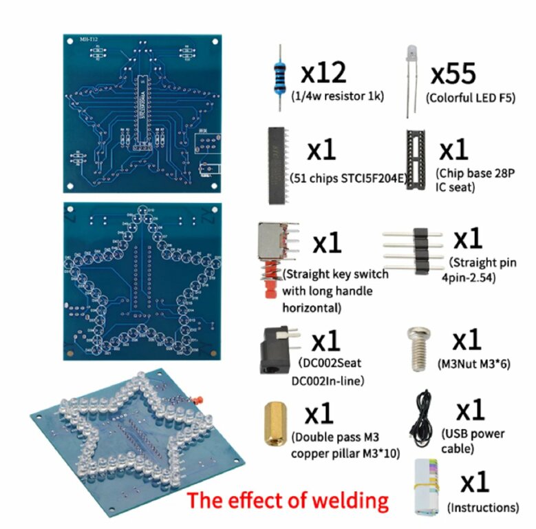 Do-It-Yourself Kit for a Five-Pointed Star Shaped Breathing Gradient LED Lighting Product