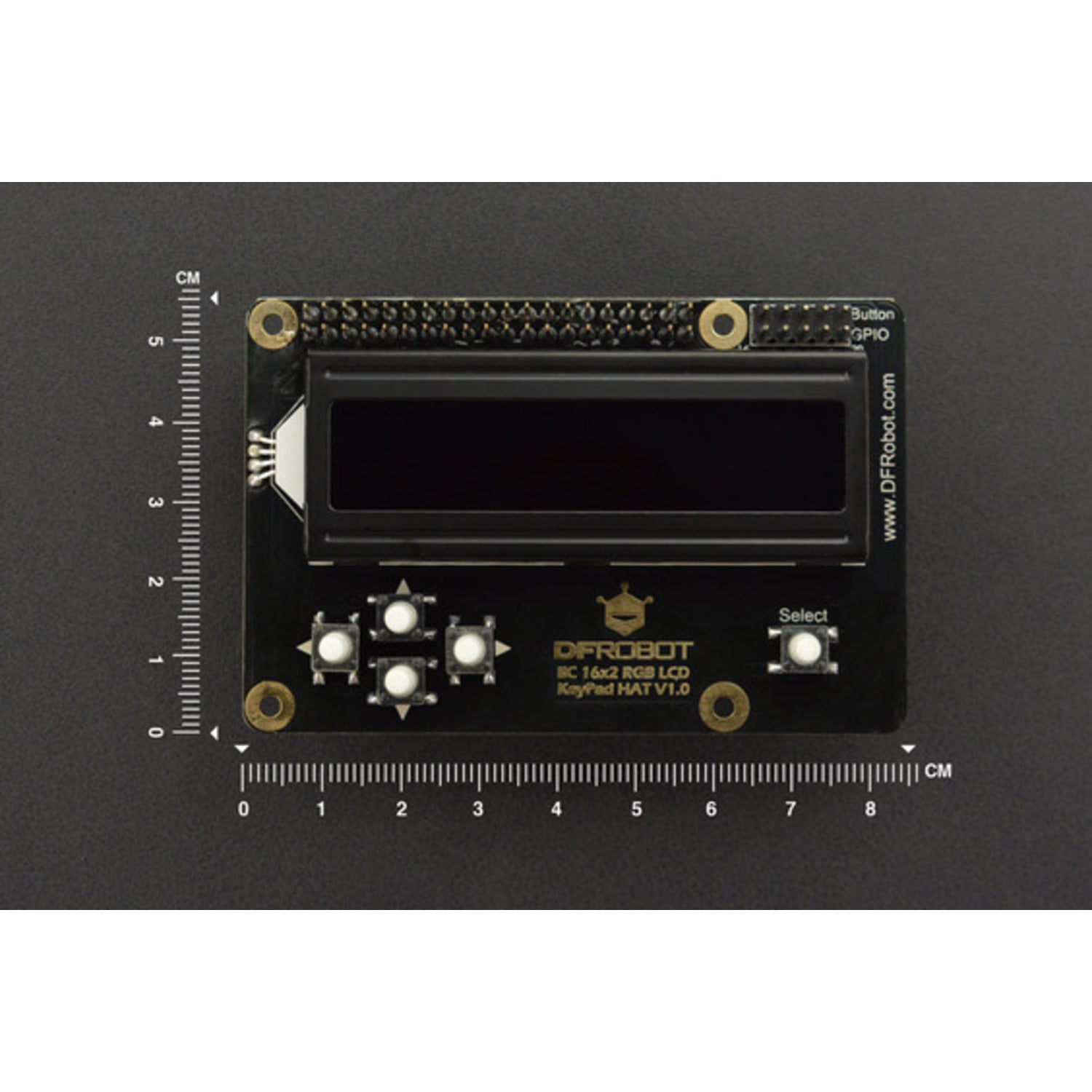 16x2 IIC RGB LCD Keypad HAT Version 1.0 (Black) - A Premium Add - on for Raspberry Pi