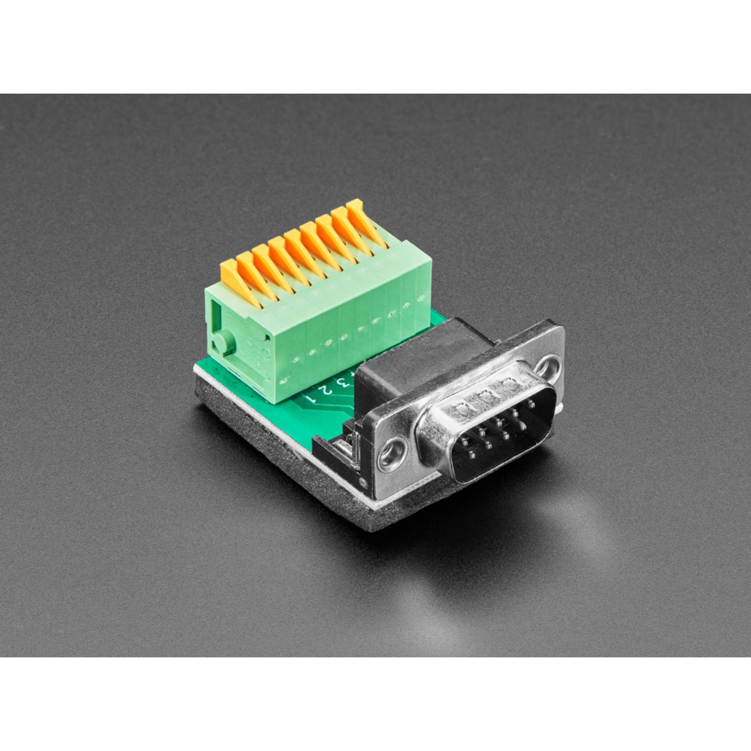 DE-9 (DB-9) Male Plug to Terminal Spring Block Adapter for Custom Cable and Interface Creation