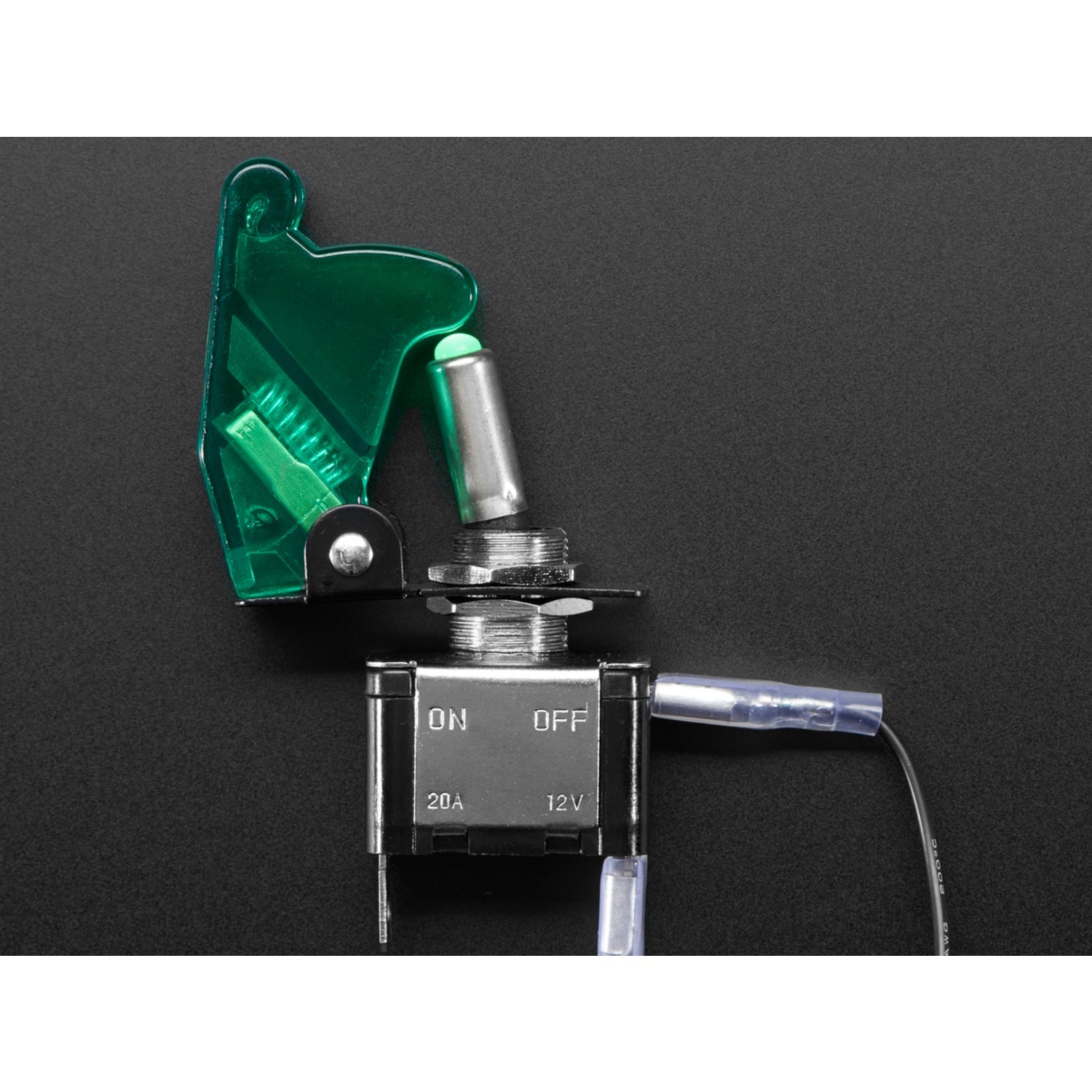 Green Illuminated Toggle Switch with Protective Cover for Various Applications