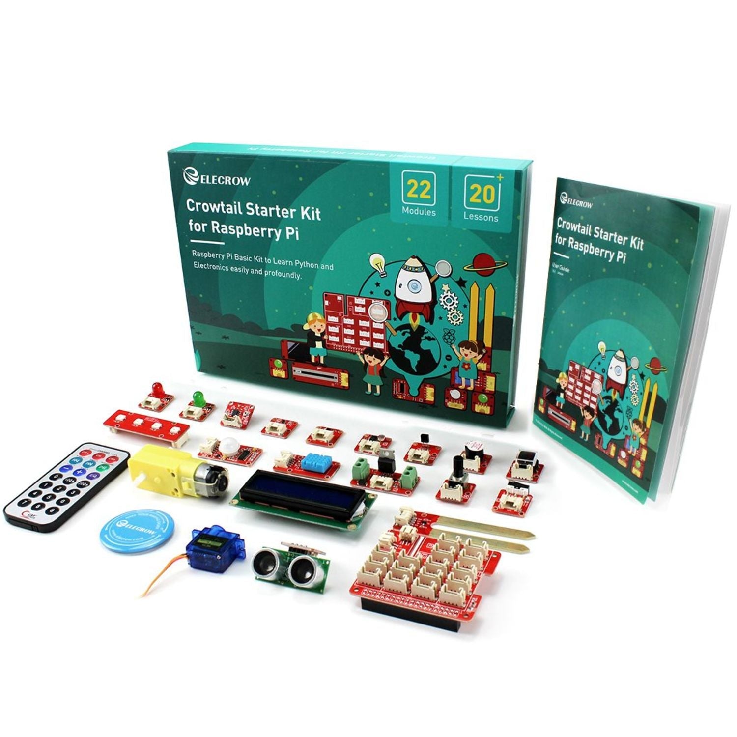 Comprehensive Crowtail Starter Kit Ideal for Initiating Raspberry Pi and Python Learning