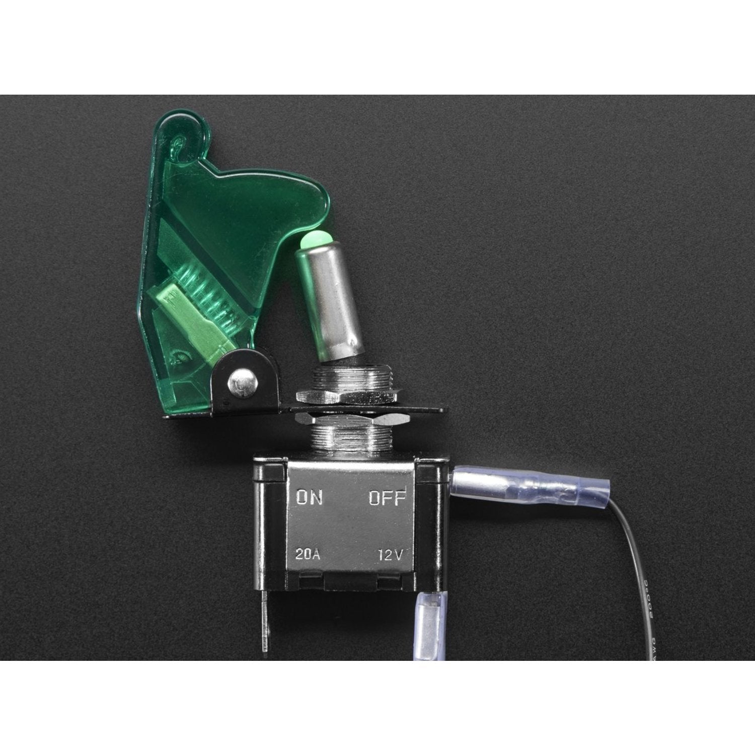 Green Illuminated Toggle Switch with Protective Cover for Various Applications