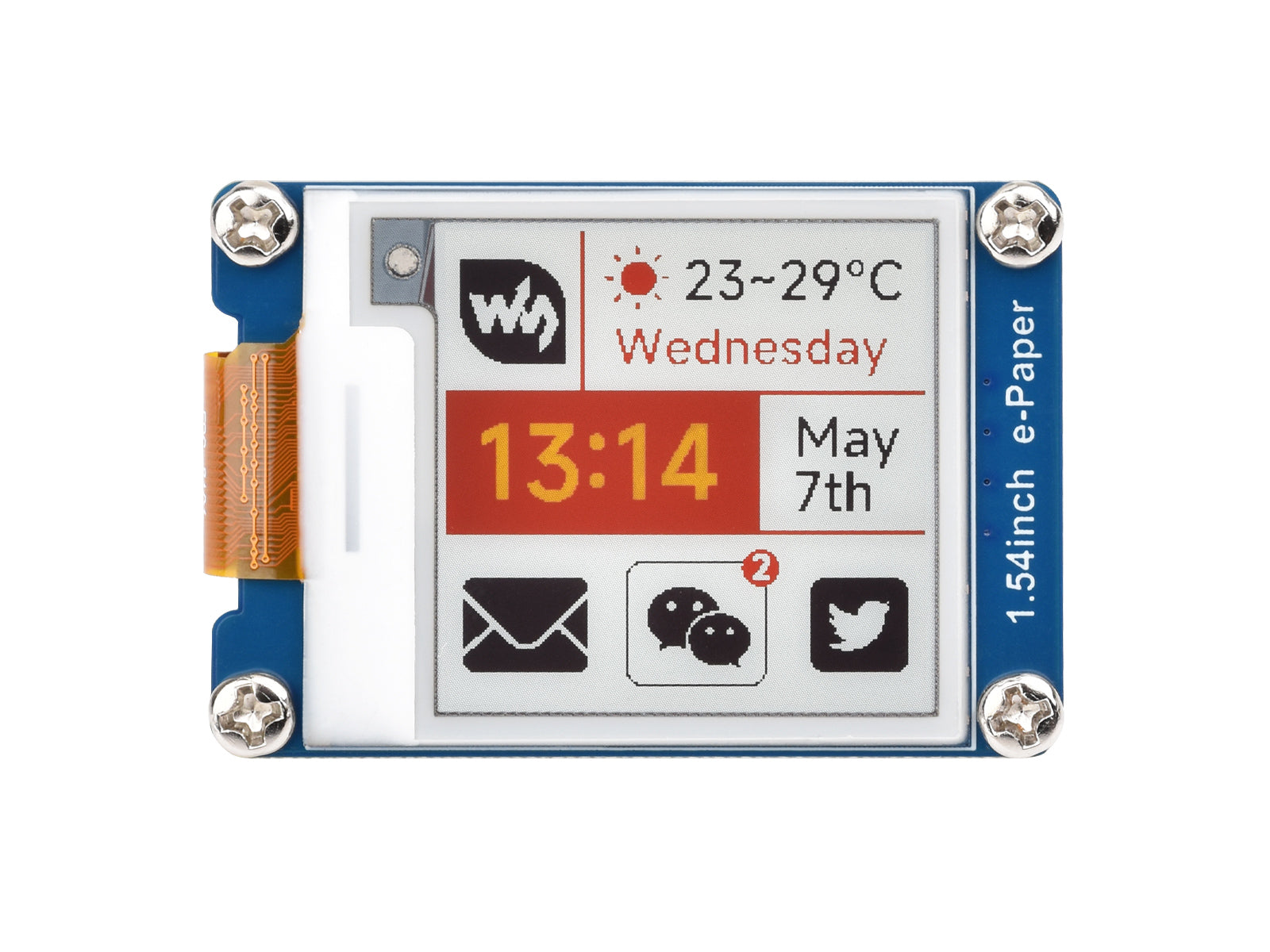 1.54-Inch Tri-Color Electronic Paper Display Module with 200x200 Resolution and SPI Interface for Digital Displays