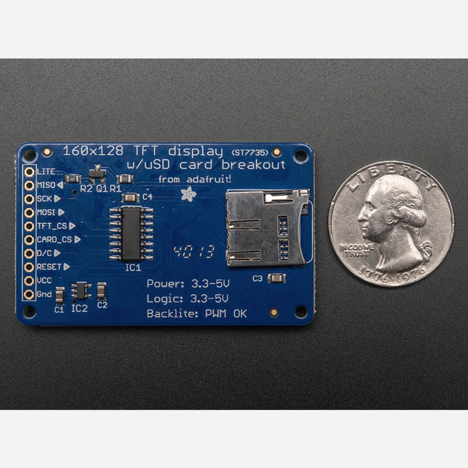 1.8-Inch Color TFT LCD Display with MicroSD Card Breakout and ST7735R Driver