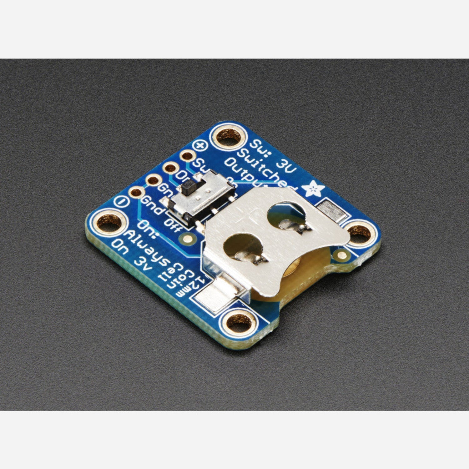 12mm Coin Cell Breakout Board with Convenient On-Off Switch