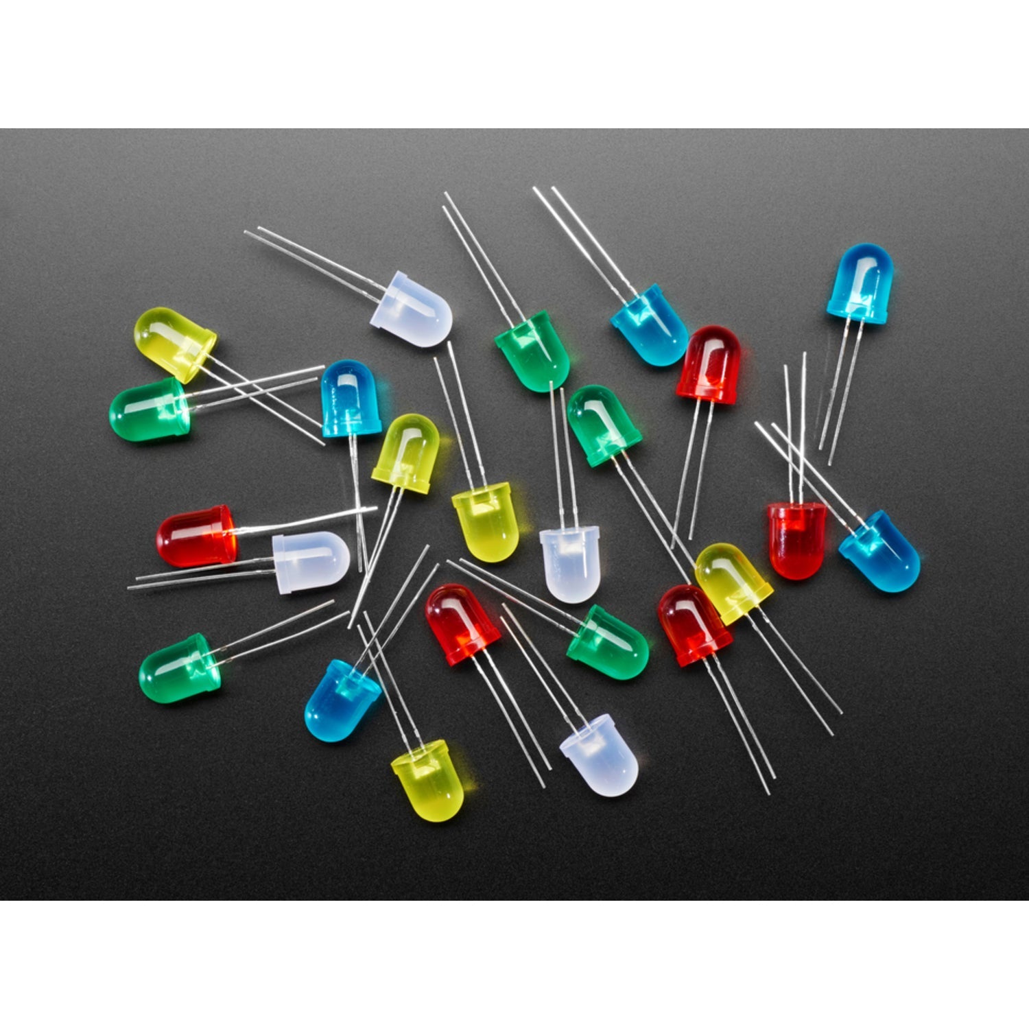 25-Piece Pack of 10mm Diffused LEDs with 5 LEDs in Each of 5 Distinct Colors