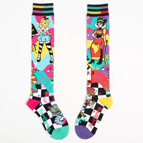 Whimsical Down the Rabbit Hole Combed Cotton Knee Socks