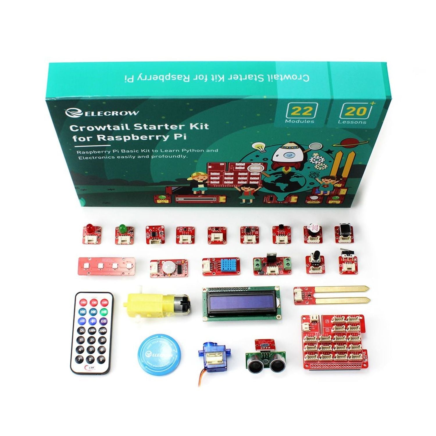 Comprehensive Crowtail Starter Kit Ideal for Initiating Raspberry Pi and Python Learning