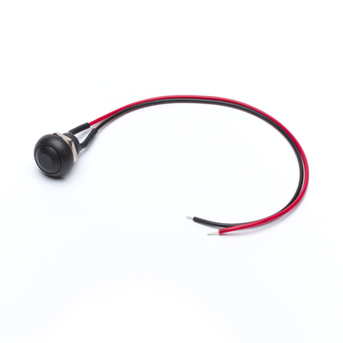 12mm Black Momentary Push Button Dome with Connected Red and Black Wires