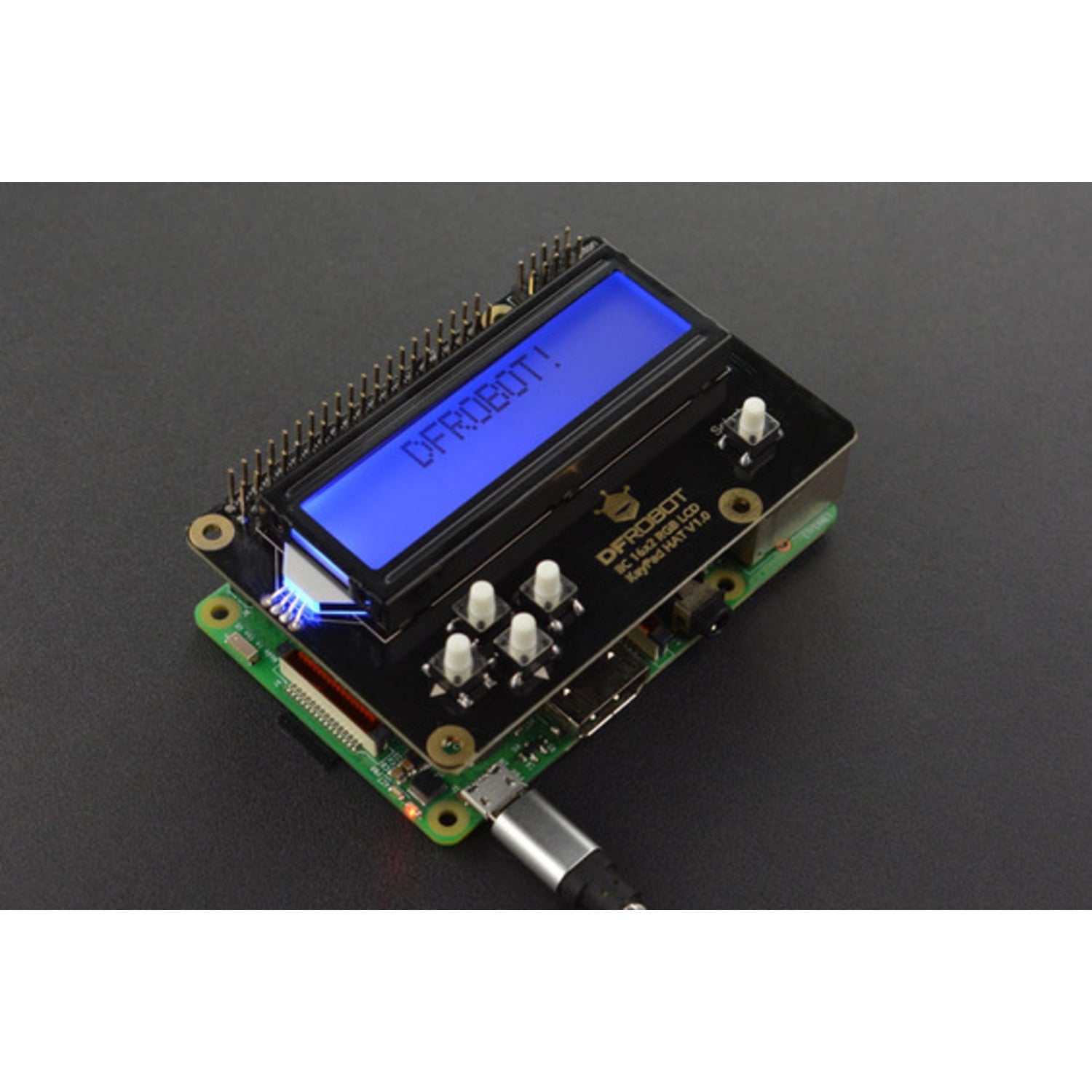 16x2 RGB LCD Keypad HAT with RGB Backlight Compatible with Raspberry Pi 3B+/4B