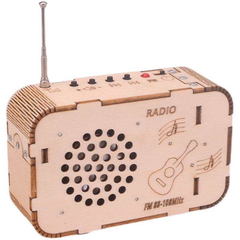 No-Soldering DIY FM Radio Kit with Wooden Casing