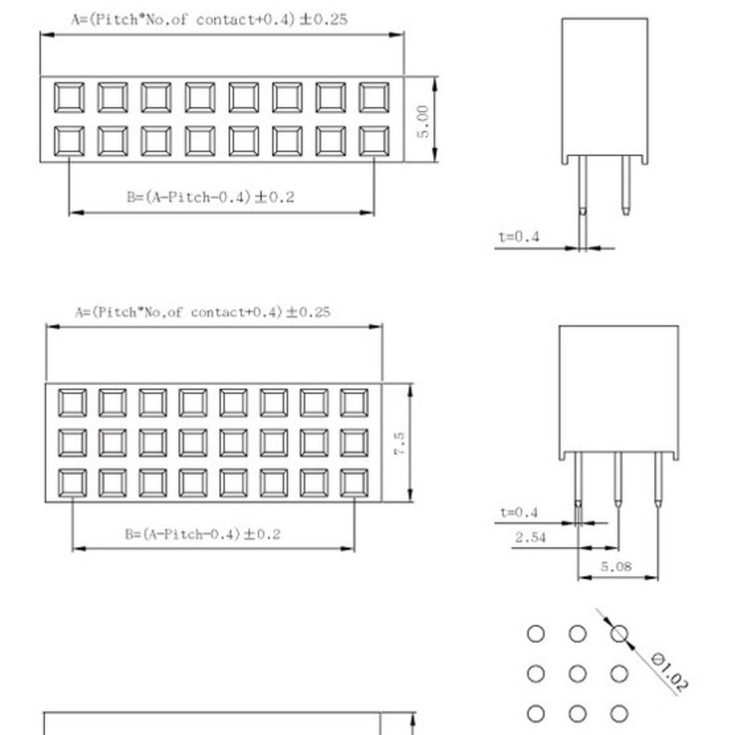 Electrical Connector - 0.100 Inch (2.54 mm) Female Header with a 2x16-Pin Straight Design