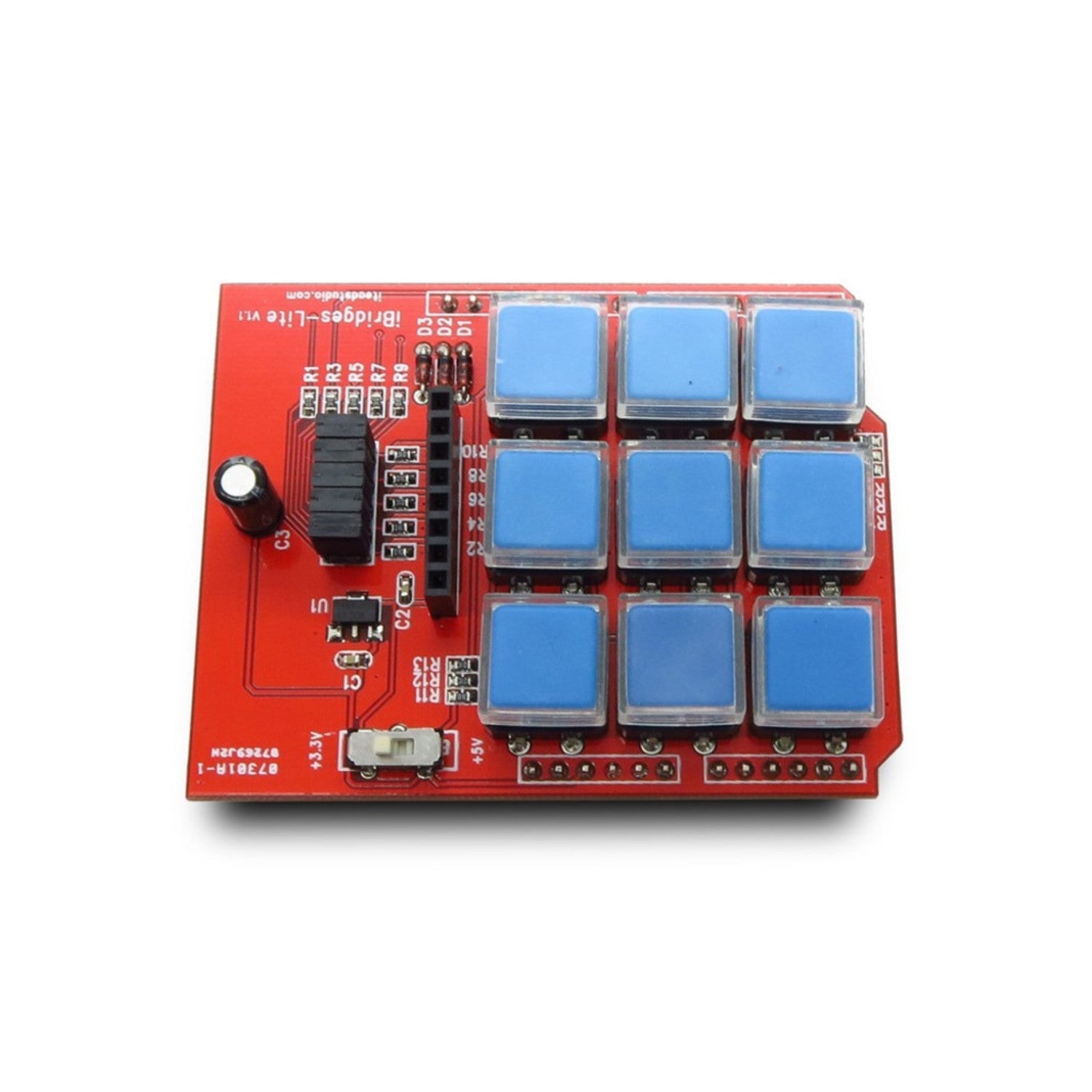 Compact IBridge Lite 3X3 Keypad Shield with 5110 Graphic LCD Interface for Arduino