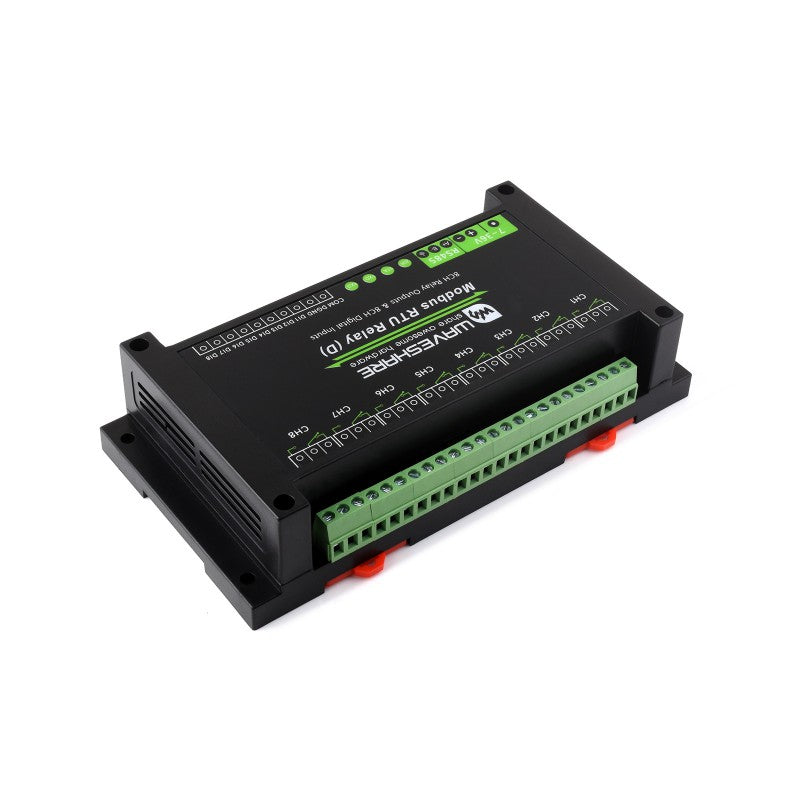 Industrial 8-Channel Modbus RTU Relay Module (D) with Digital Inputs and RS485 Interface