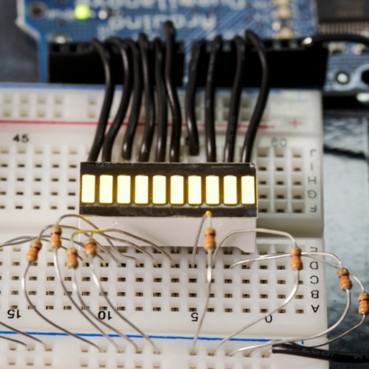 Yellow 10-Segment LED Bar Graph Display for Prototyping and Finished Products