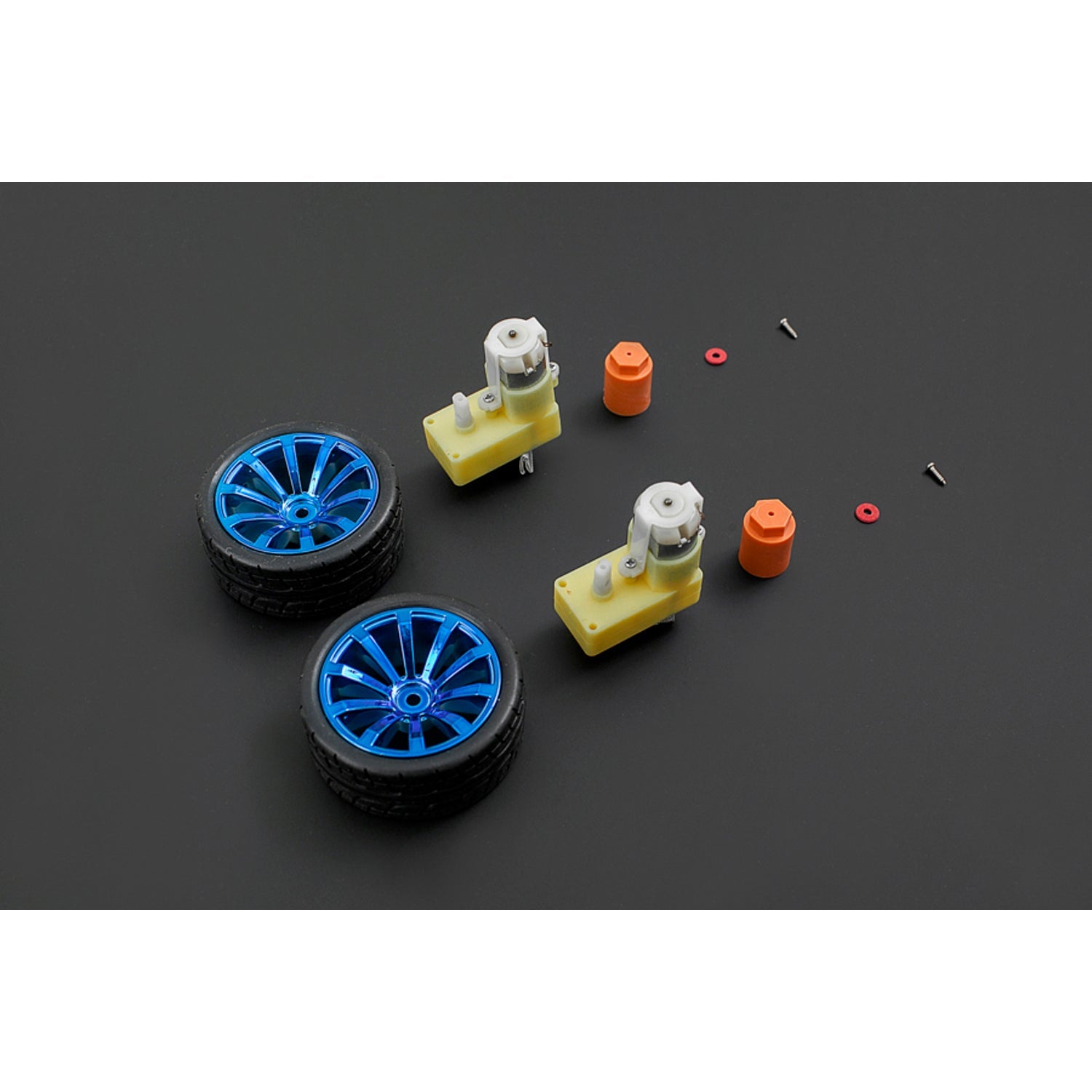 Blue D65mm Rubber Wheel Set with Motors and Adapters