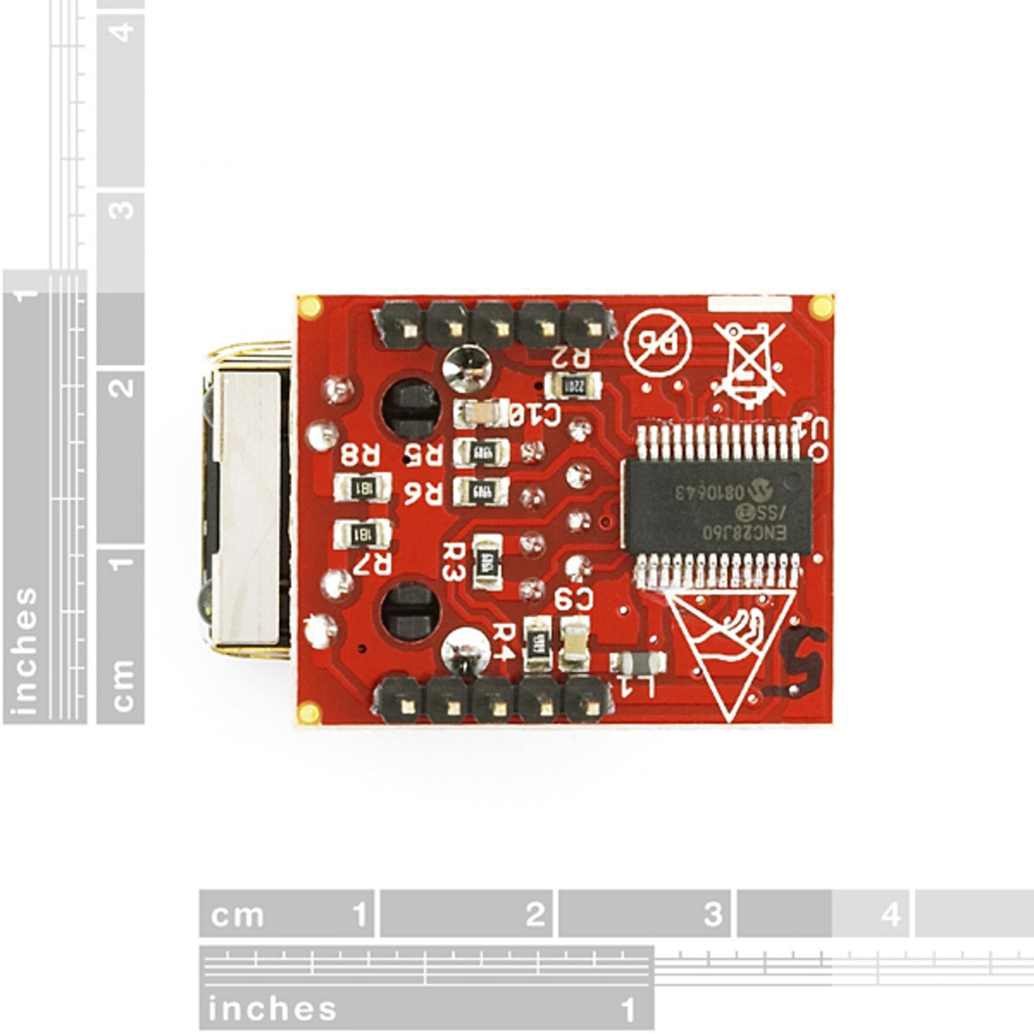ENC28J60 Ethernet Interface Breakout Board with 8KB Buffer