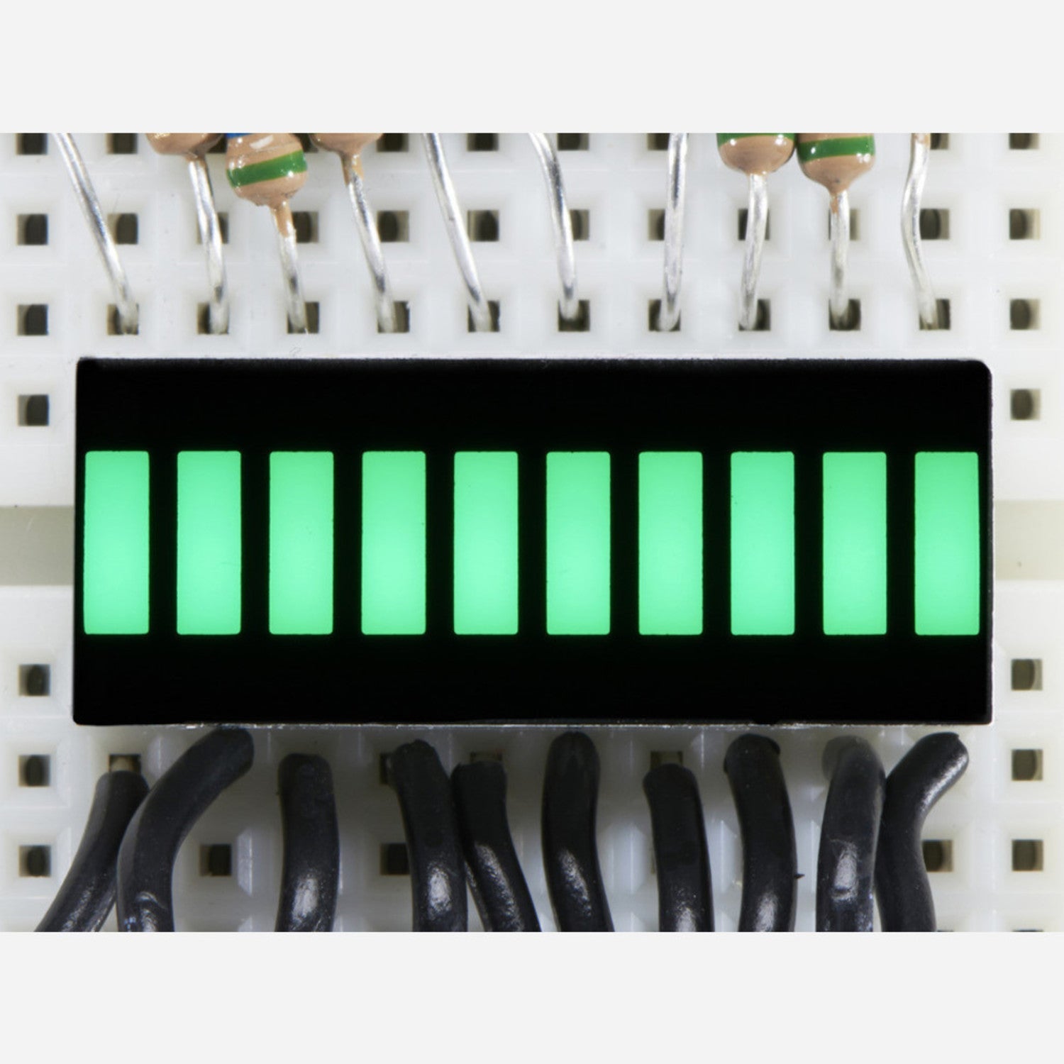 10-Segment Pure Green LED Light Bar Graph Display - Model KWL-R1025PGB