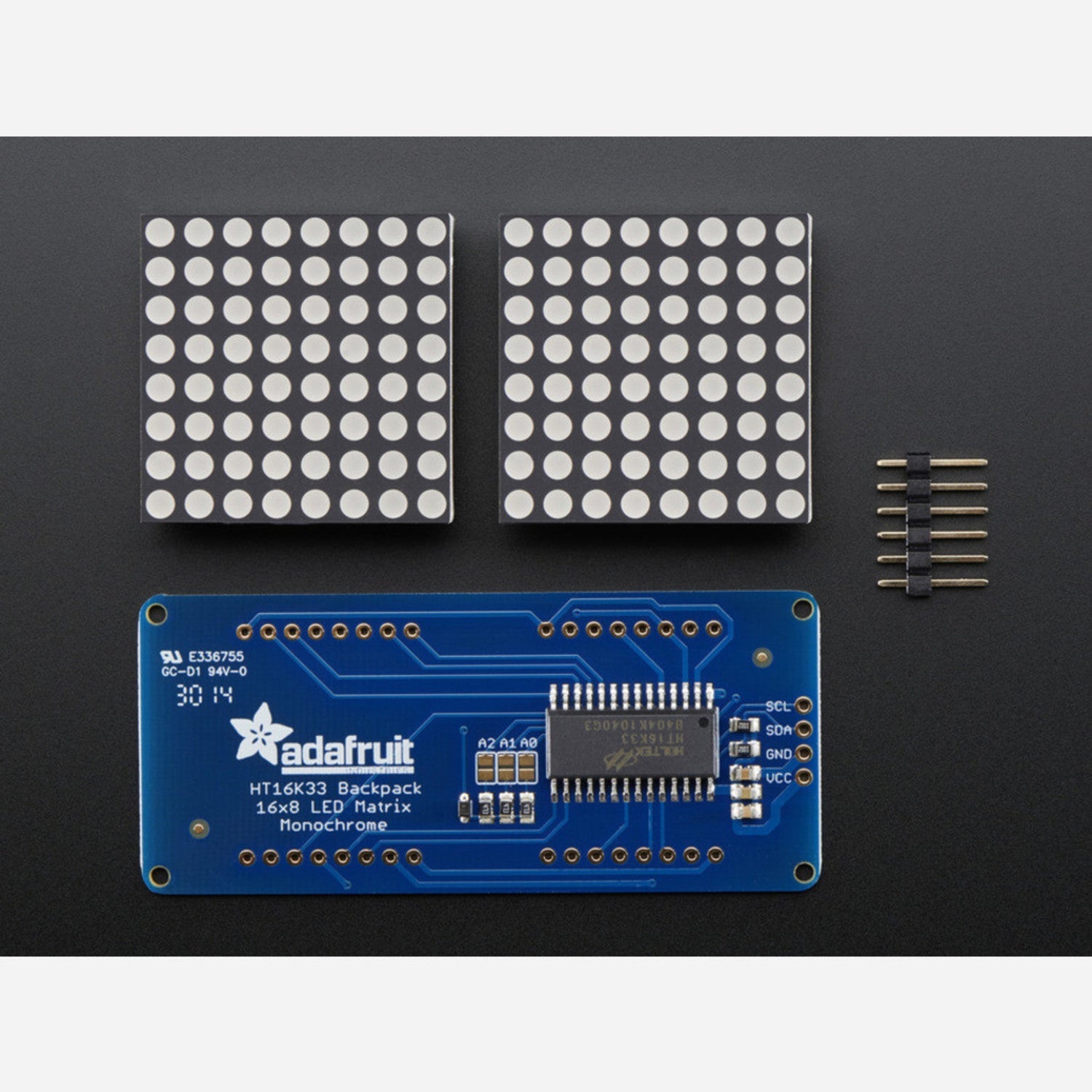 16x8 1.2-inch LED Matrices with Backpack and Round LEDs in a Variety of Colors for Display Projects