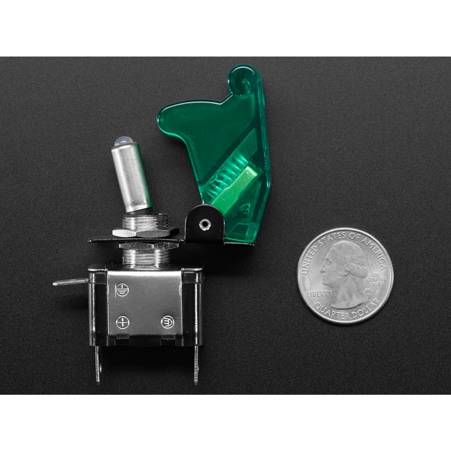 Green Illuminated Toggle Switch with Protective Cover for Various Applications