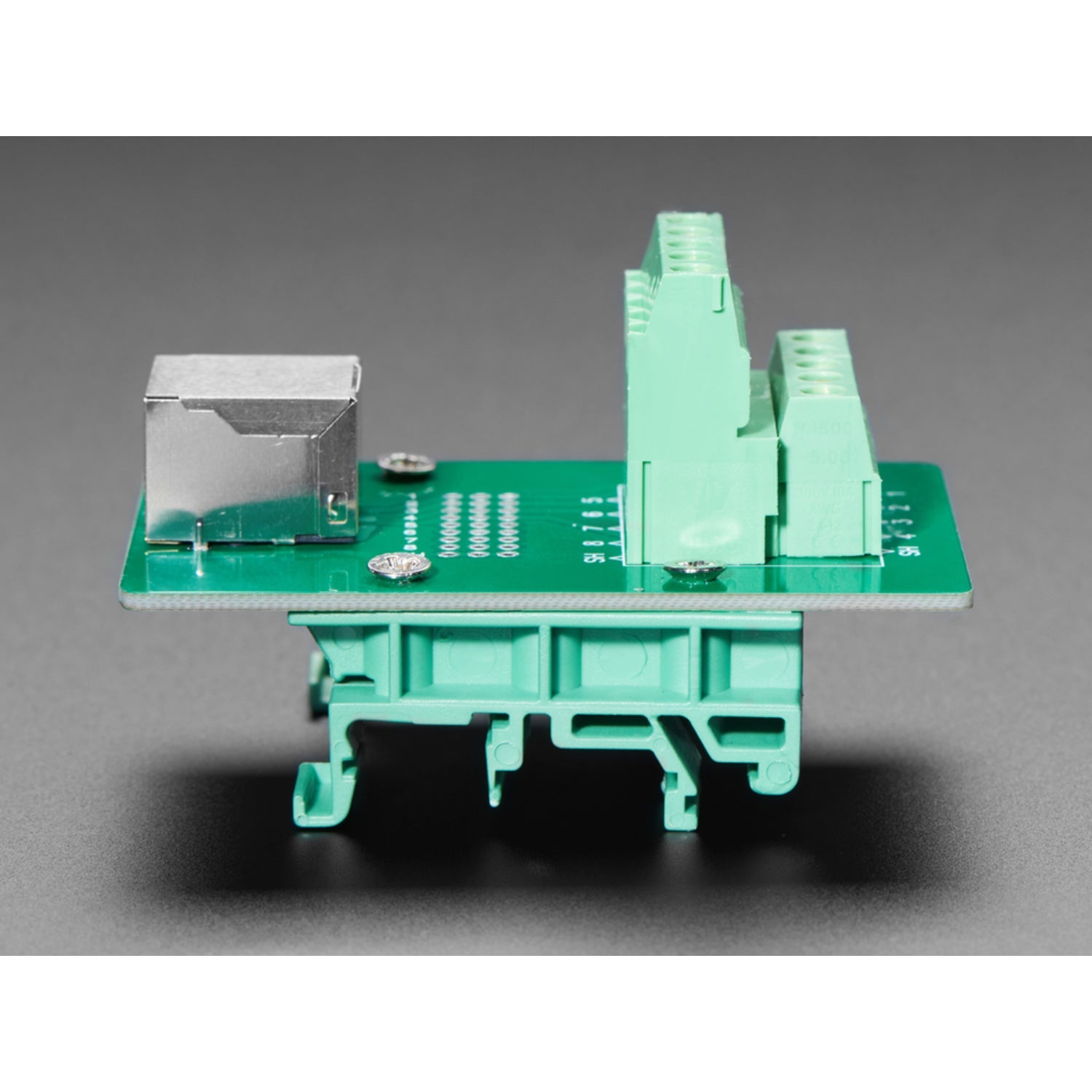 DIN Rail Mountable Right Angle RJ-45 to Terminal Block Adapter for Simplified Wiring