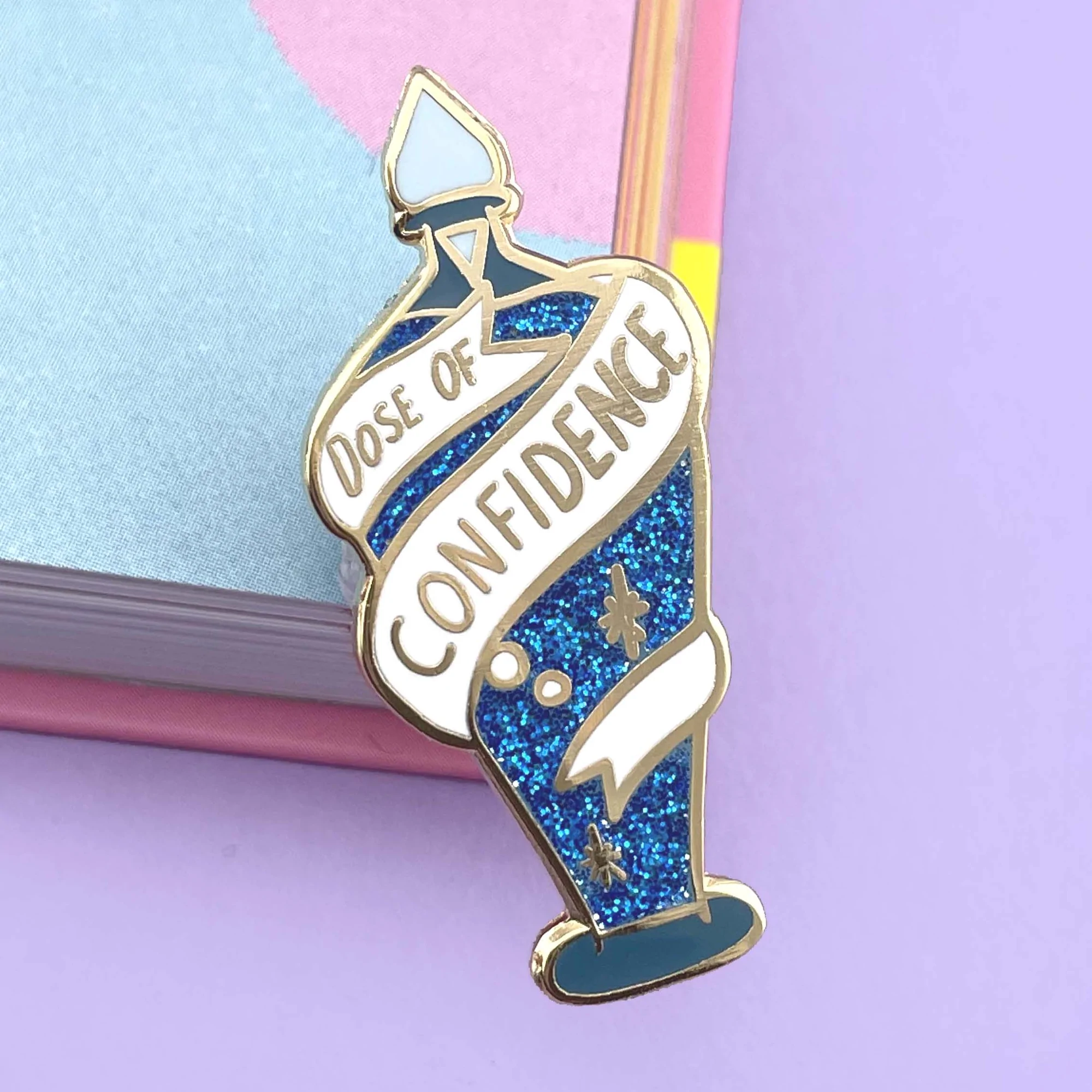 Limited Edition Colorful Gold-Backed Hard Enamel Dose of Confidence Lapel Pin