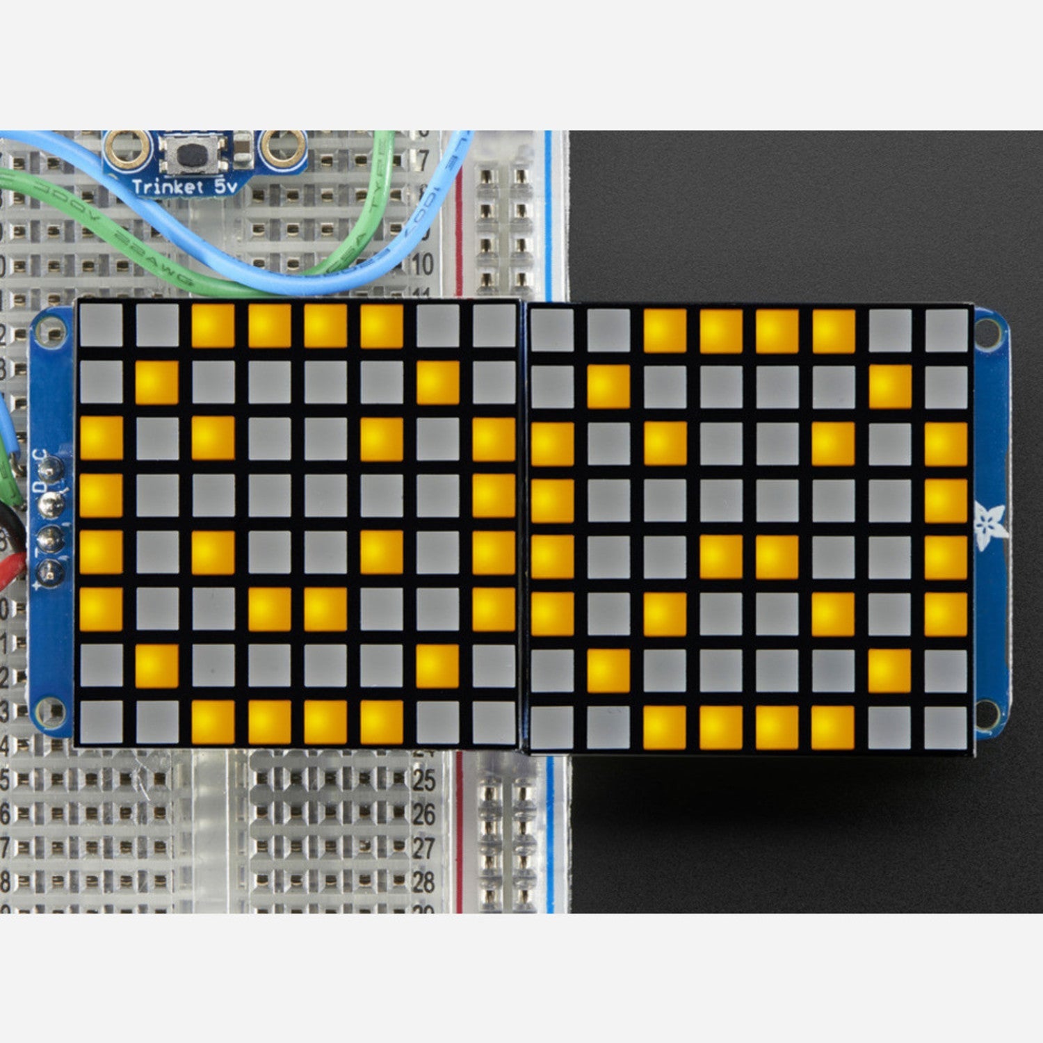 Ultra Bright Square Yellow 1.2-inch 16x8 LED Matrix with Backpack - Ideal for Display Projects