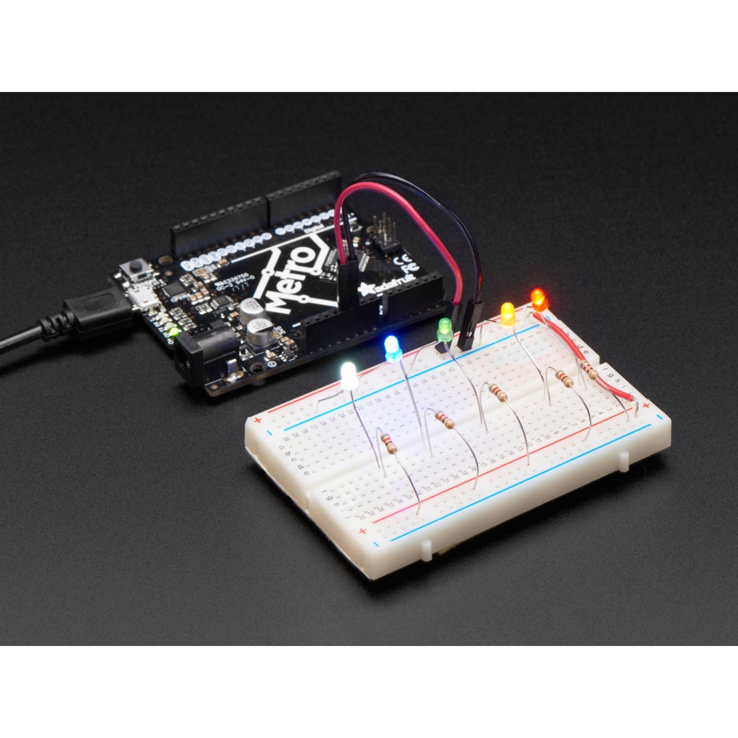25-Piece Pack of 3mm Diffused LEDs with 5 LEDs in Each of 5 Distinct Colors for Electronics Projects