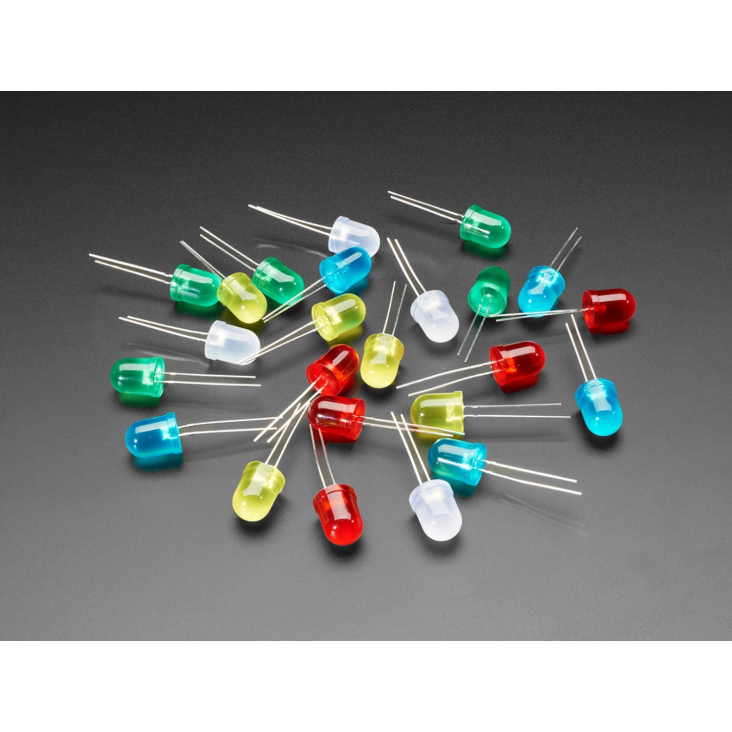 25-Piece Pack of 10mm Diffused LEDs with 5 LEDs in Each of 5 Distinct Colors