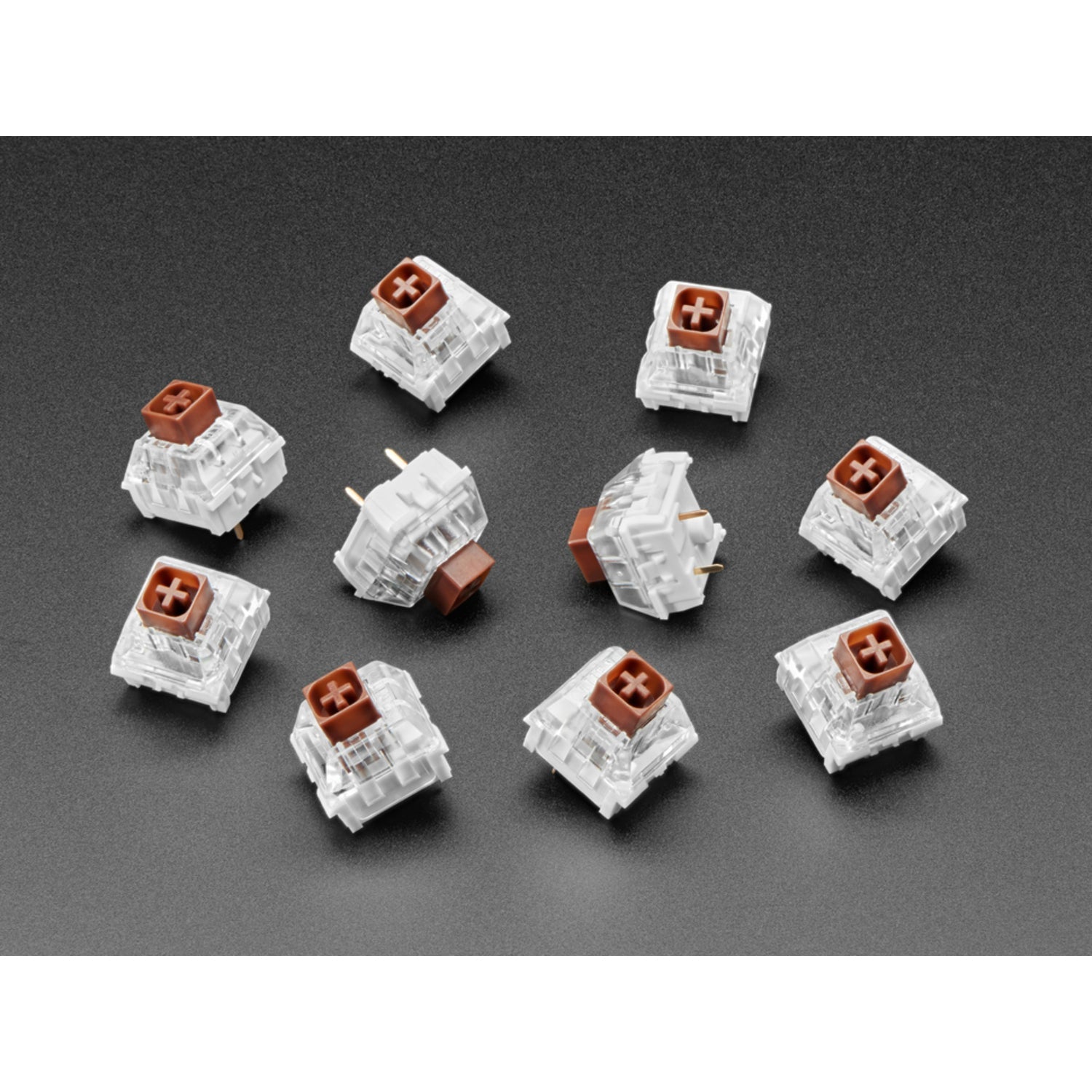Premium Kailh Tactile Brown Mechanical Key Switches - 10-Pack Set Compatible with Cherry MX Brown