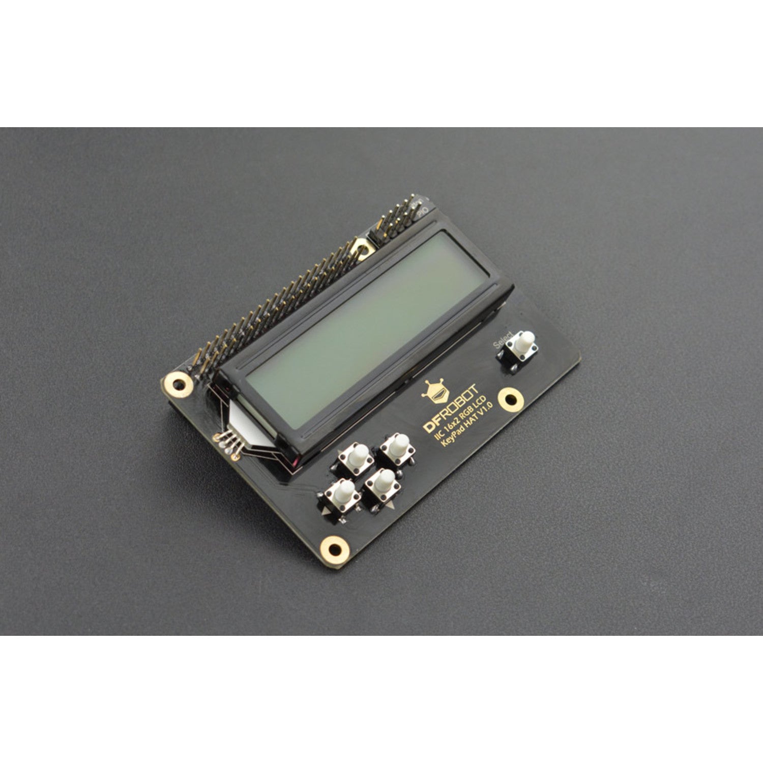 16x2 RGB LCD Keypad HAT with RGB Backlight Compatible with Raspberry Pi 3B+/4B