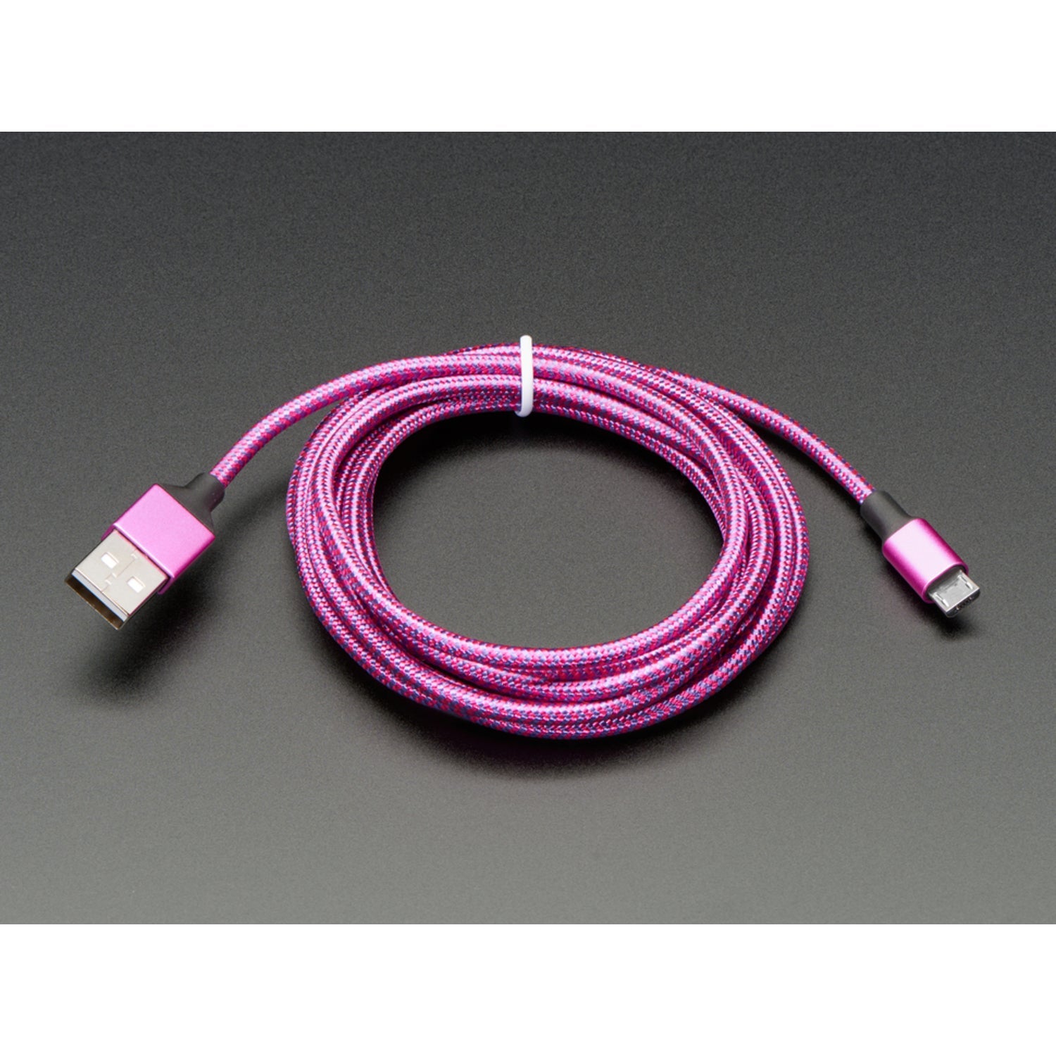 Fashionable 2-Meter Long Pink and Lavender Braided USB Type-A to Micro-USB B Charging Cable